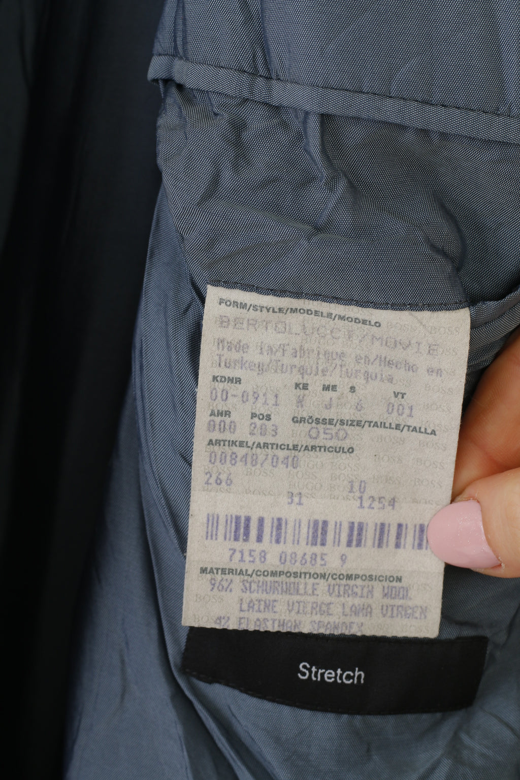 Hugo Boss Hommes 50 40 Blazer Marine Laine Élégant Simple Boutonnage Vintage Bertolucci Film Veste