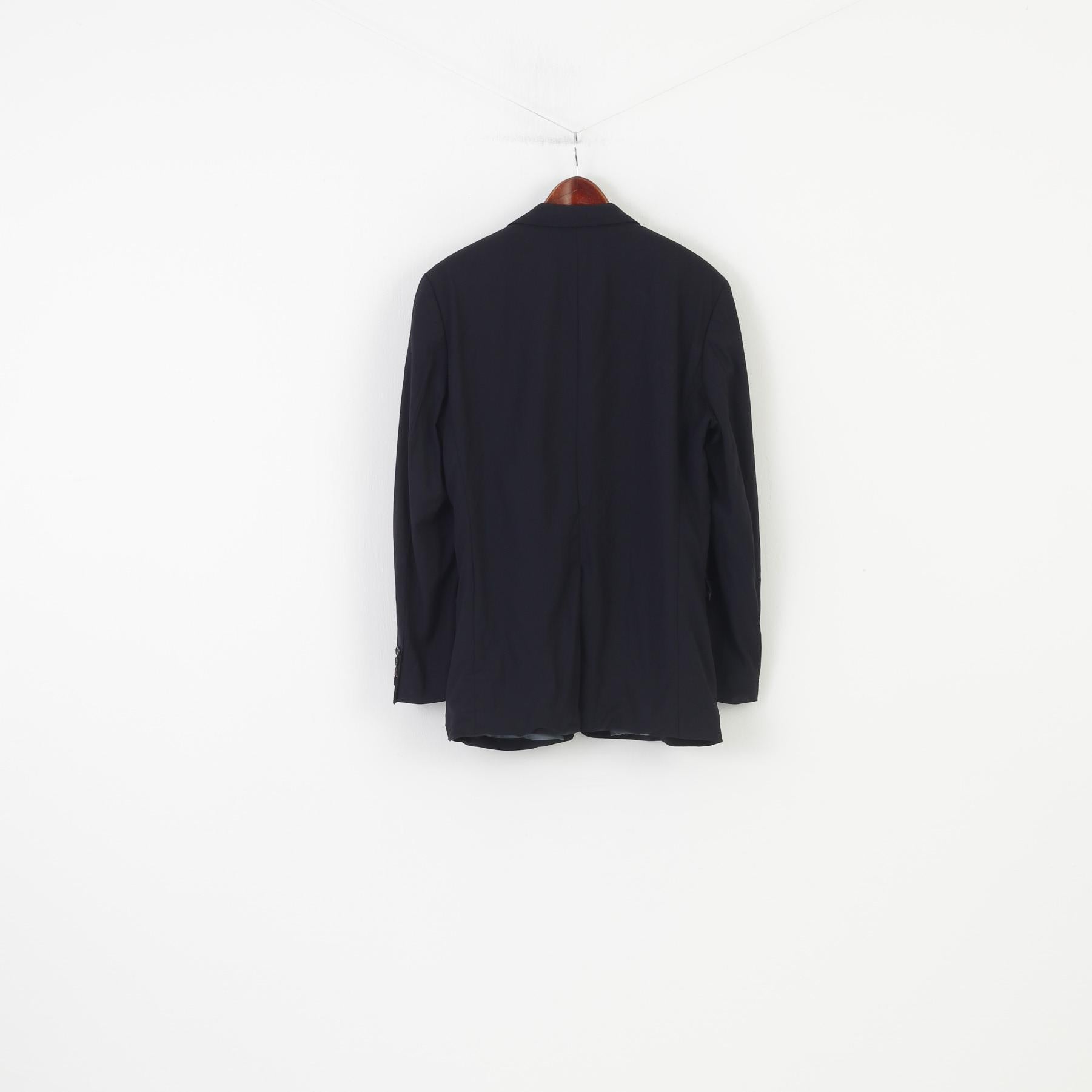 Hugo Boss Hommes 50 40 Blazer Marine Laine Élégant Simple Boutonnage Vintage Bertolucci Film Veste
