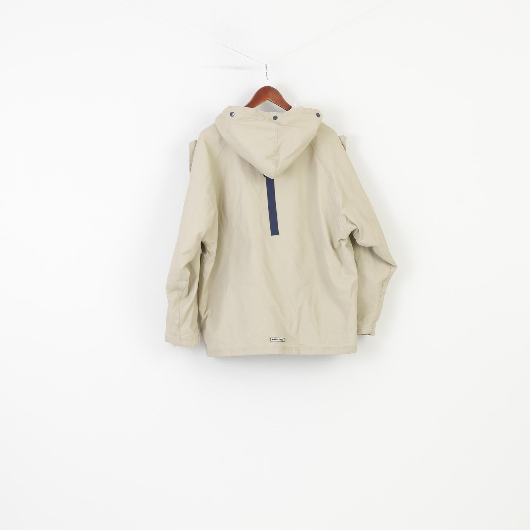 Giacca Head da uomo M, cappuccio color crema, imbottito, invernale, con cerniera intera, in cotone, Austria