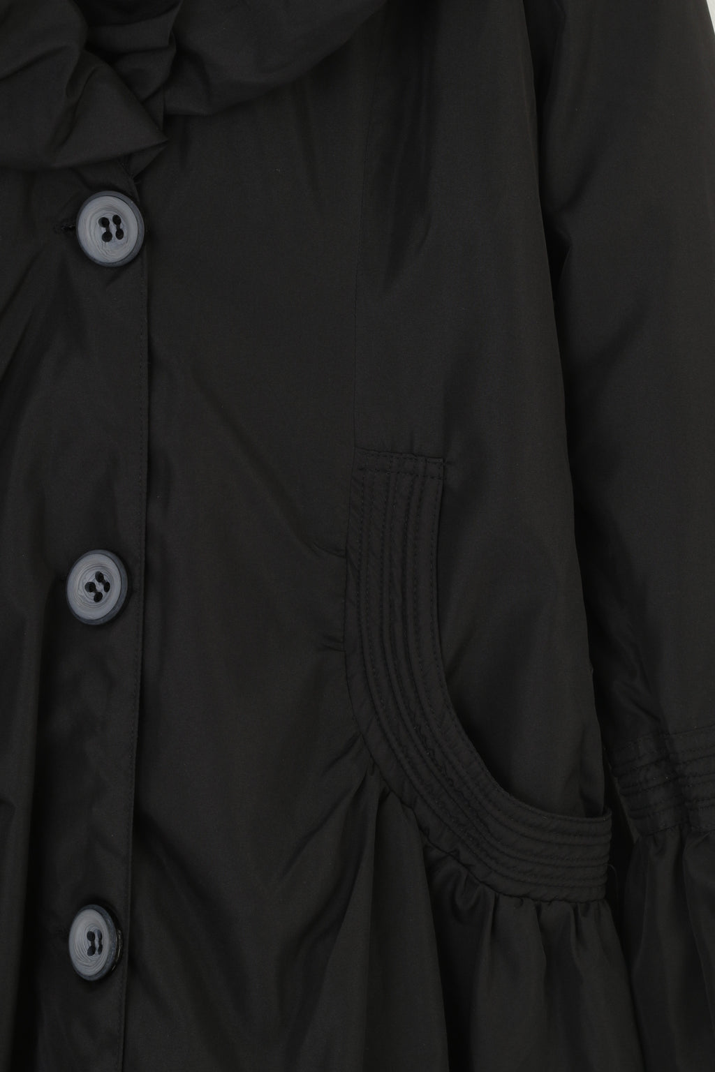 Burberry London Donna L Giacca Nera con volant Fondo Tasche imbottite Top