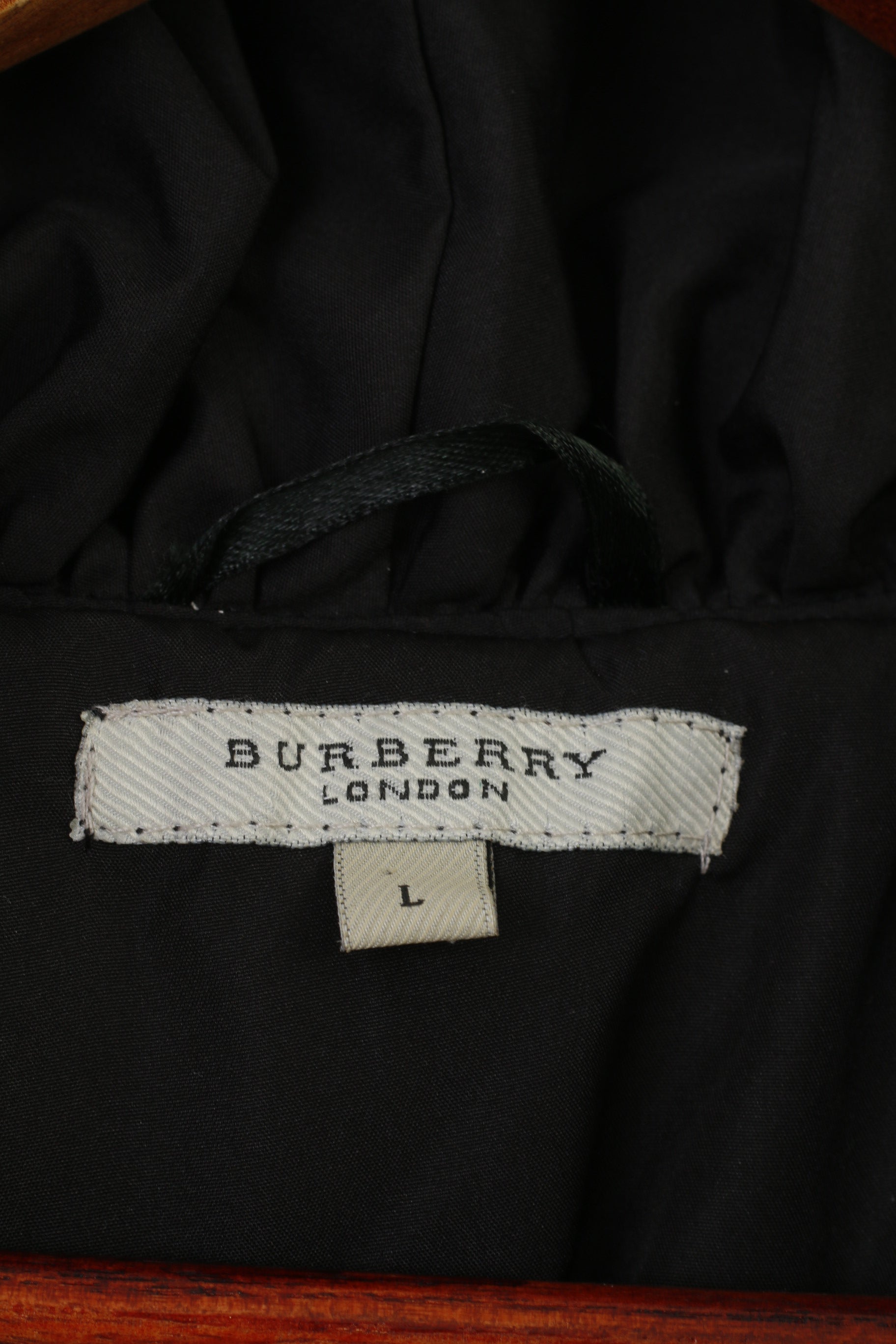 Burberry London Donna L Giacca Nera con volant Fondo Tasche imbottite Top