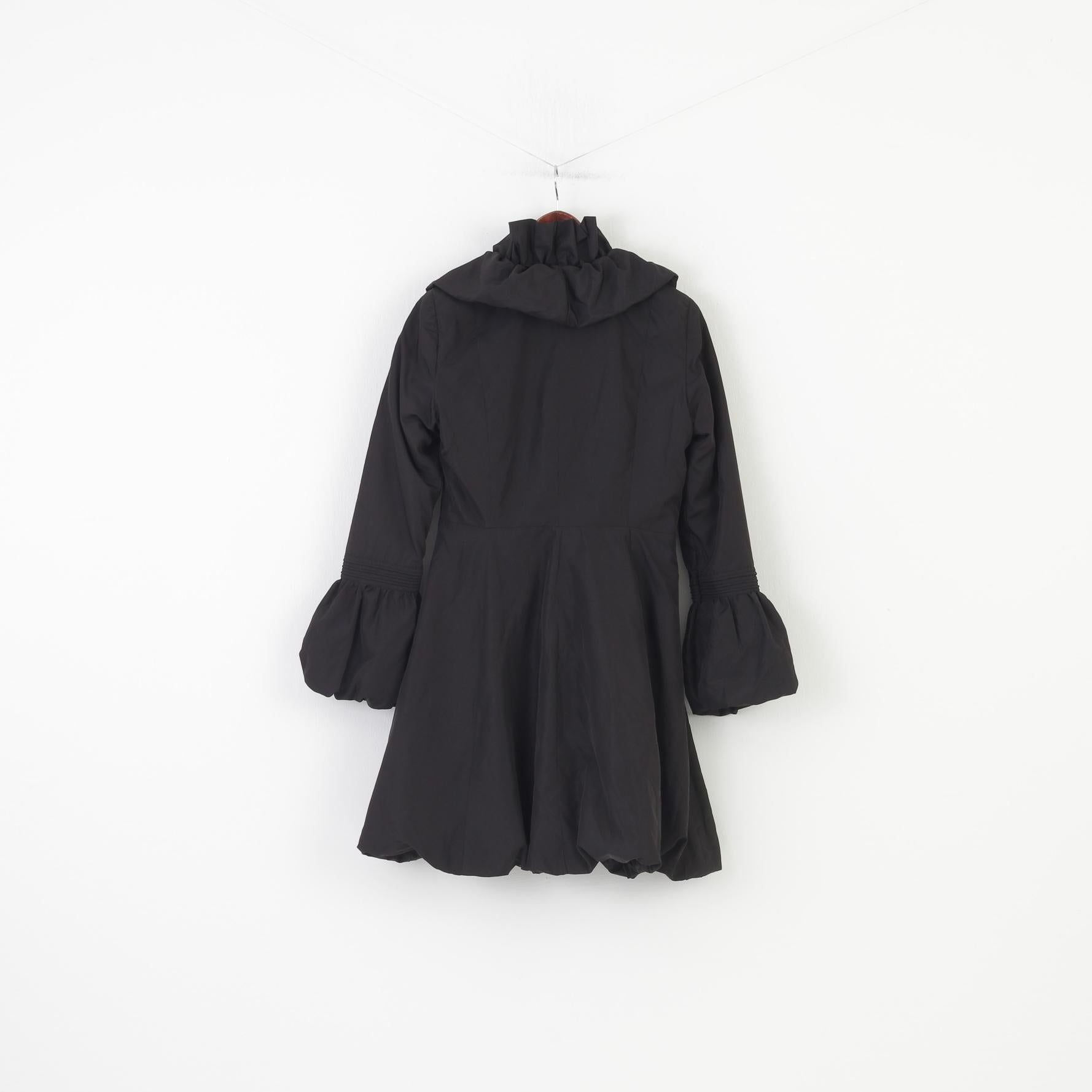 Burberry London Donna L Giacca Nera con volant Fondo Tasche imbottite Top