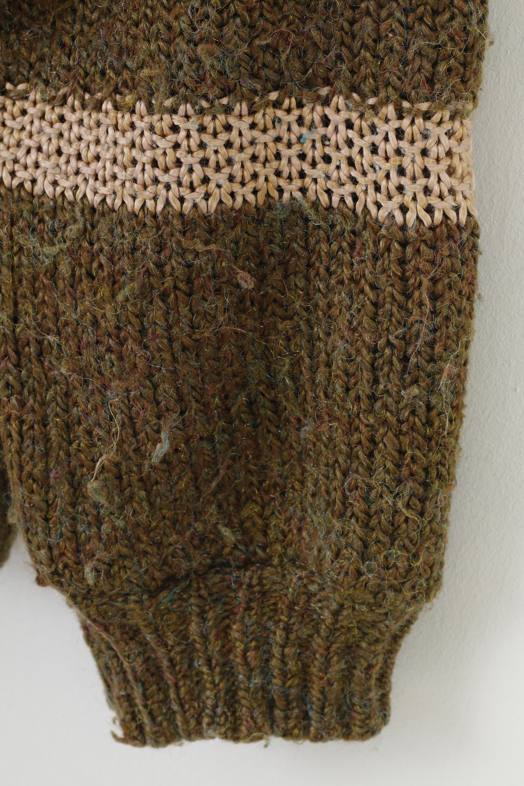 Zadourian Woman M Jumper Khaki Flower Crew Neck Oversize  Shiny Vintage Paris Knitwear Sweater Top