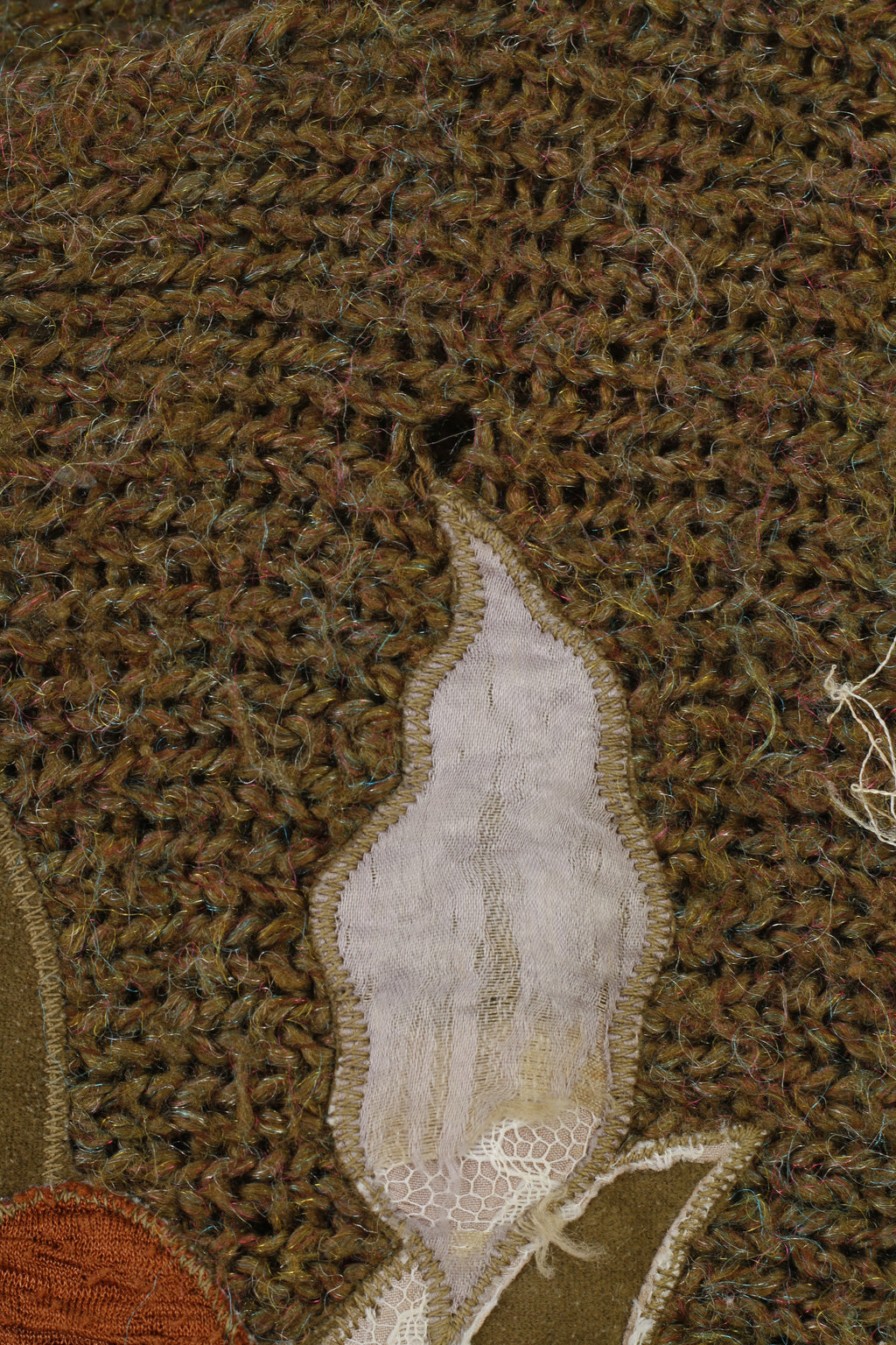 Zadourian Woman M Jumper Khaki Flower Crew Neck Oversize  Shiny Vintage Paris Knitwear Sweater Top