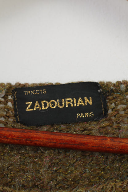 Zadourian Woman M Jumper Kaki Fleur Ras du Cou Oversize Brillant Vintage Paris Tricots Pull Top