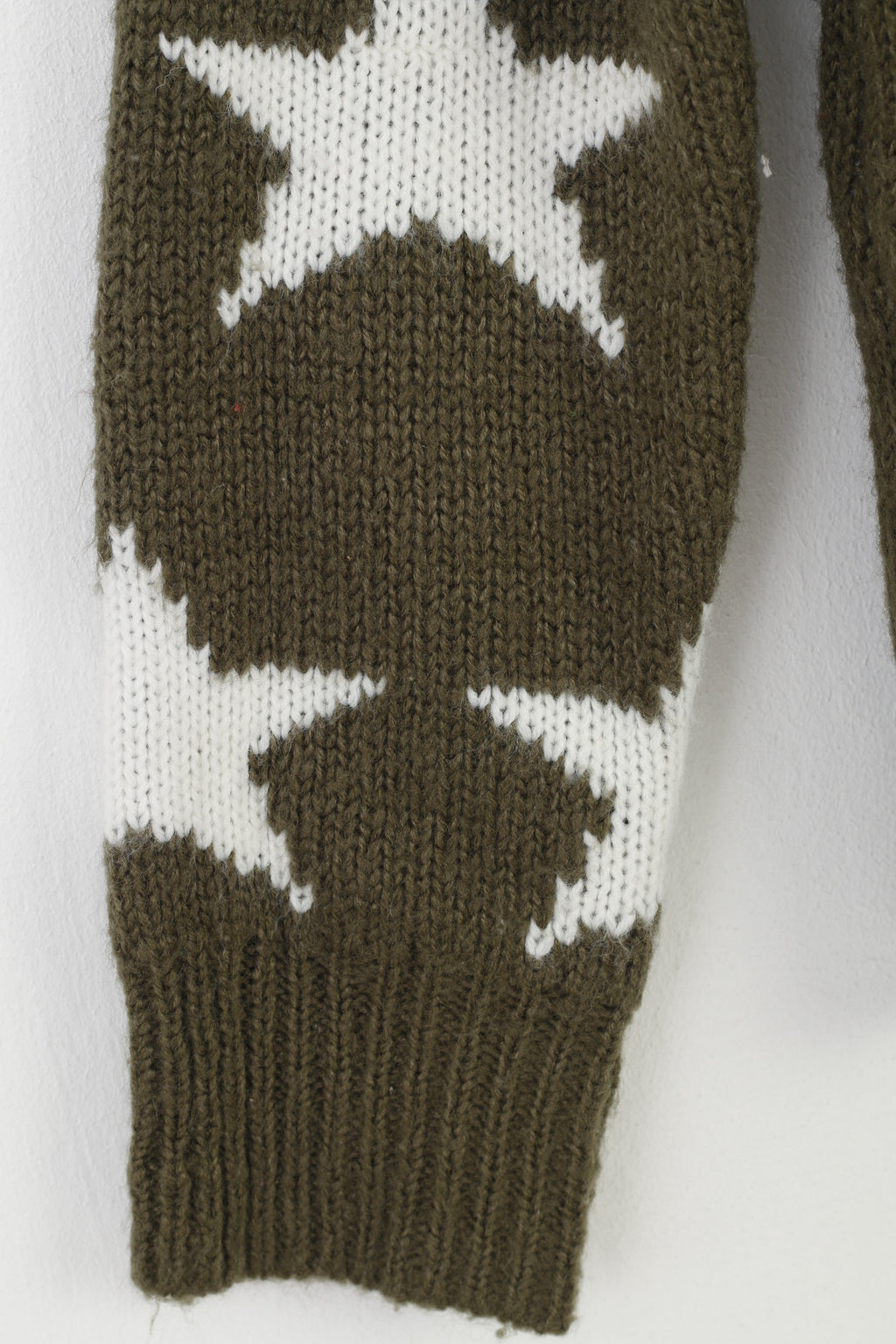 JÖWELL Woman S Jumper Khaki Stars Crew Neck Acrylic Sweater Knitwear Classic Top