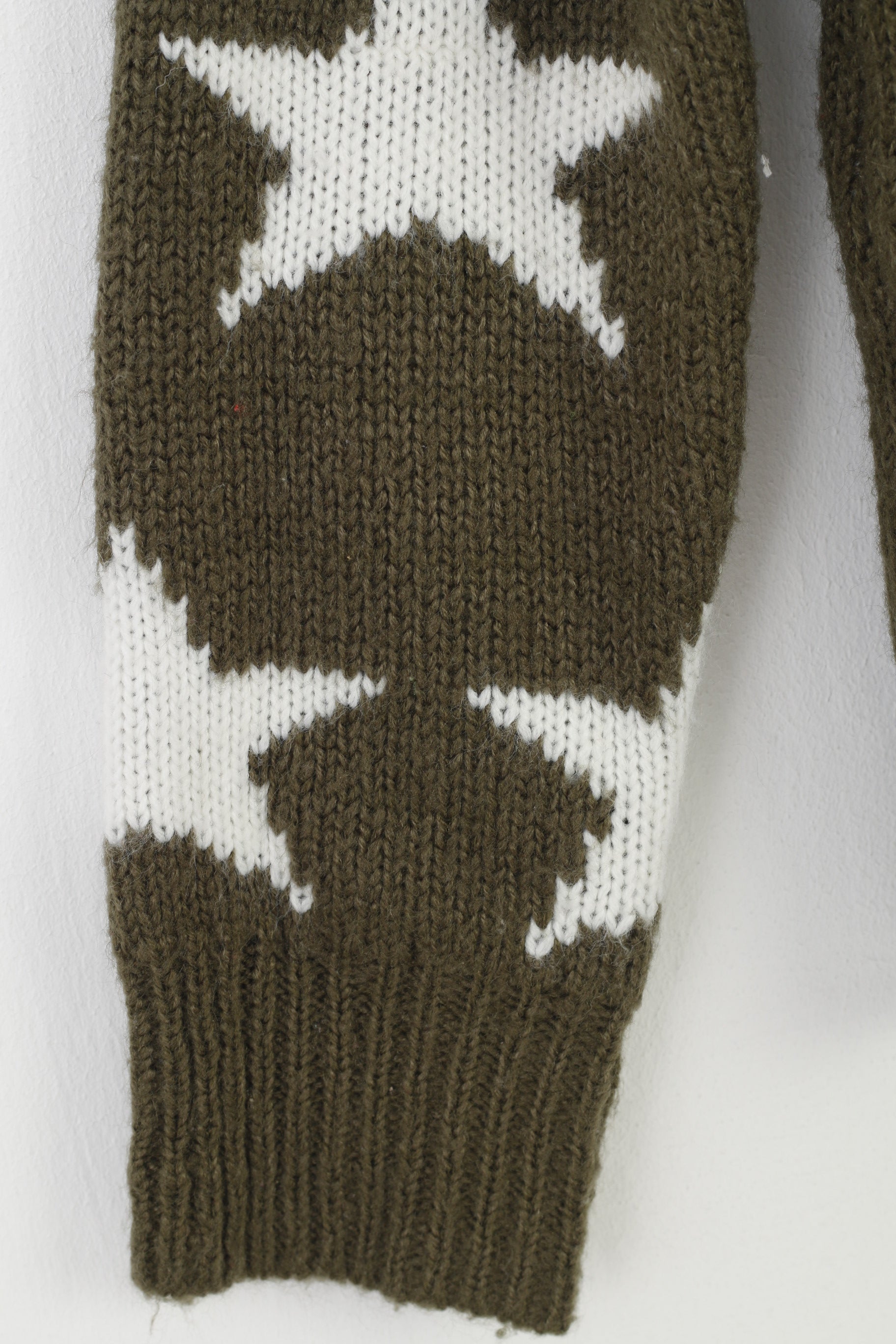 JÖWELL Woman S Jumper Khaki Stars Crew Neck Acrylic Sweater Knitwear Classic Top