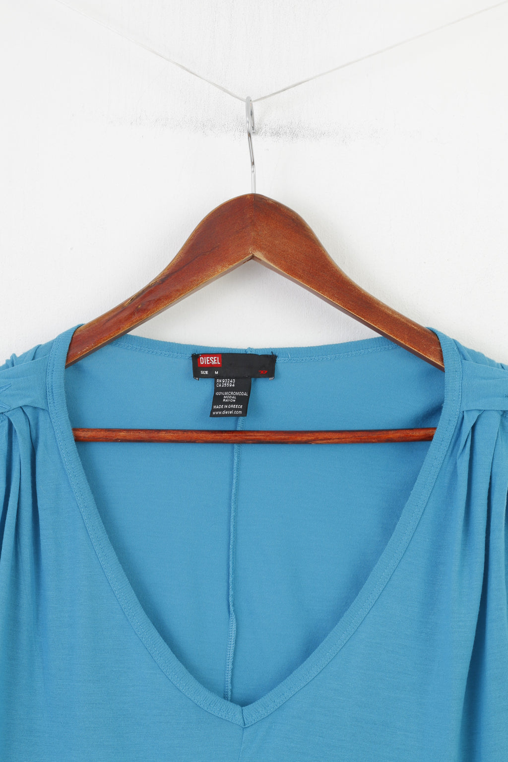 Diesel Woman M Shirt Haut sans manches en modal bleu stretch col en V