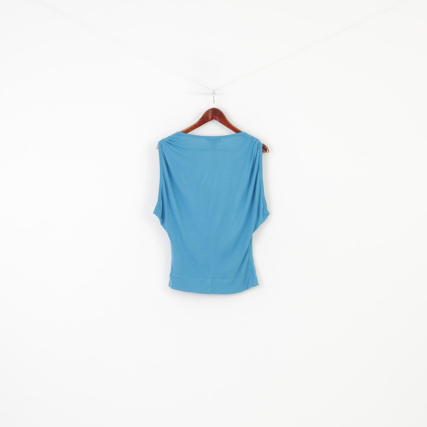 Diesel Woman M Shirt Sleeveless Blue Modal Stretch V Neck Top