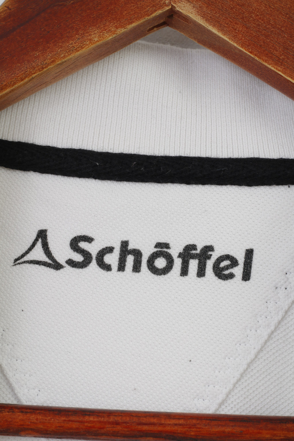 Schoffel Men L Polo Shirt White Collar Cotton Long Sleeve Since 1804 Top