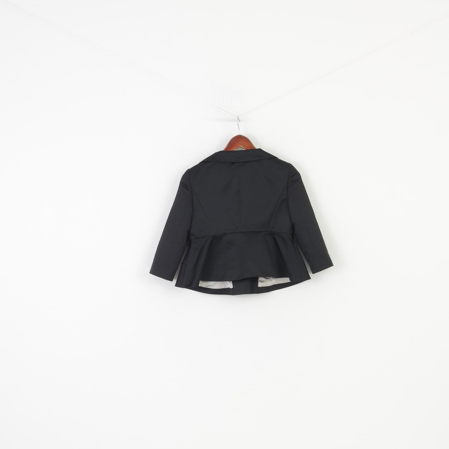 Emporio Armani Femme 40 Veste Noir Col Bas Boutonné Élégant Blazer Polyester Haut