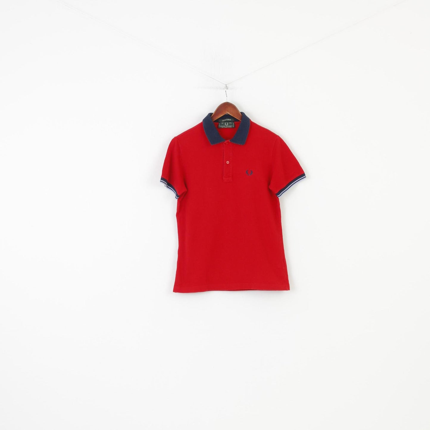 Fred Perry Men 38 (M) Polo Shirt Red Short Sleeve Special Edition Cotton Collar England Top 