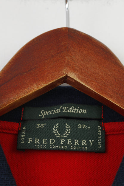 Fred Perry Hommes 38 (M) Polo Rouge Manches Courtes Édition Spéciale Col En Coton Angleterre Haut