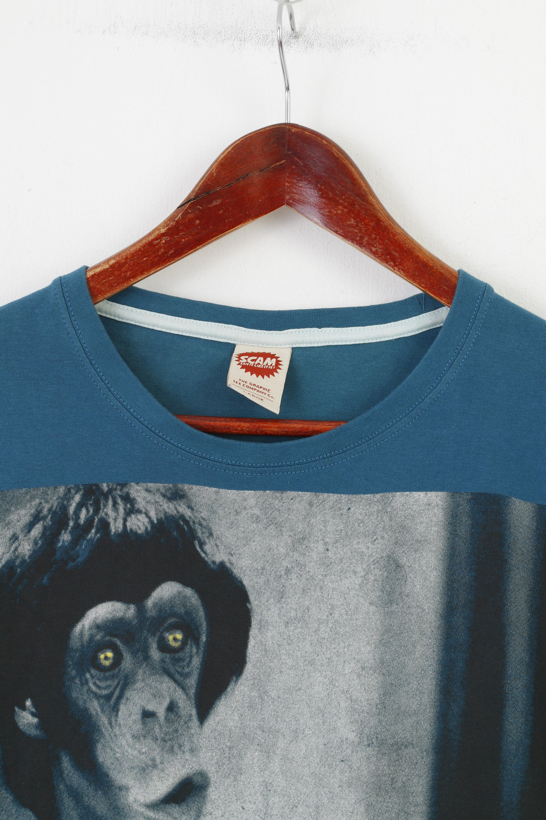 T-shirt da uomo Scam L. Top girocollo sportivo in cotone con grafica a maniche corte blu scuro