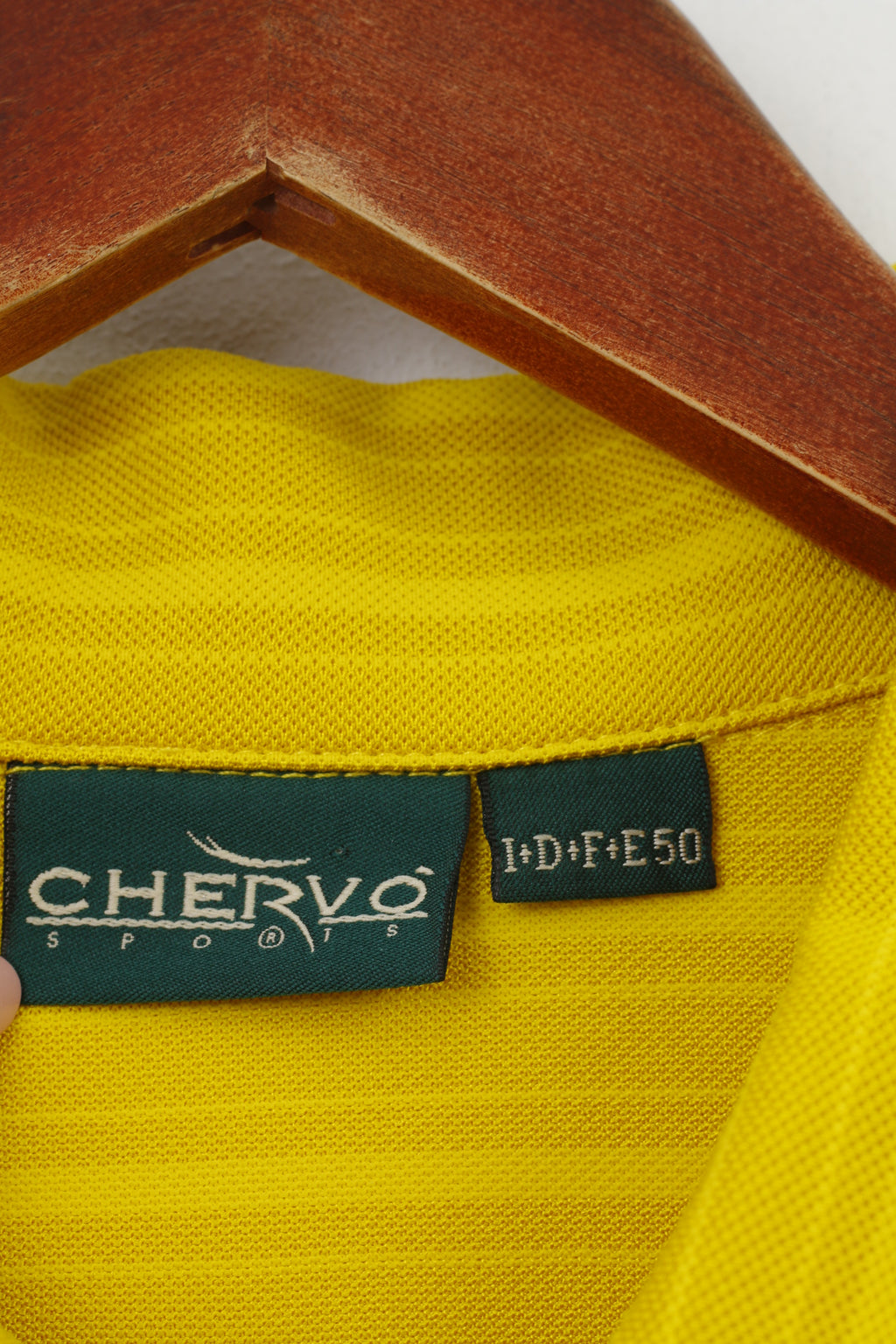 Polo Chervo da uomo 50 L, top sportivo a maniche corte con colletto a righe in poliammide giallo