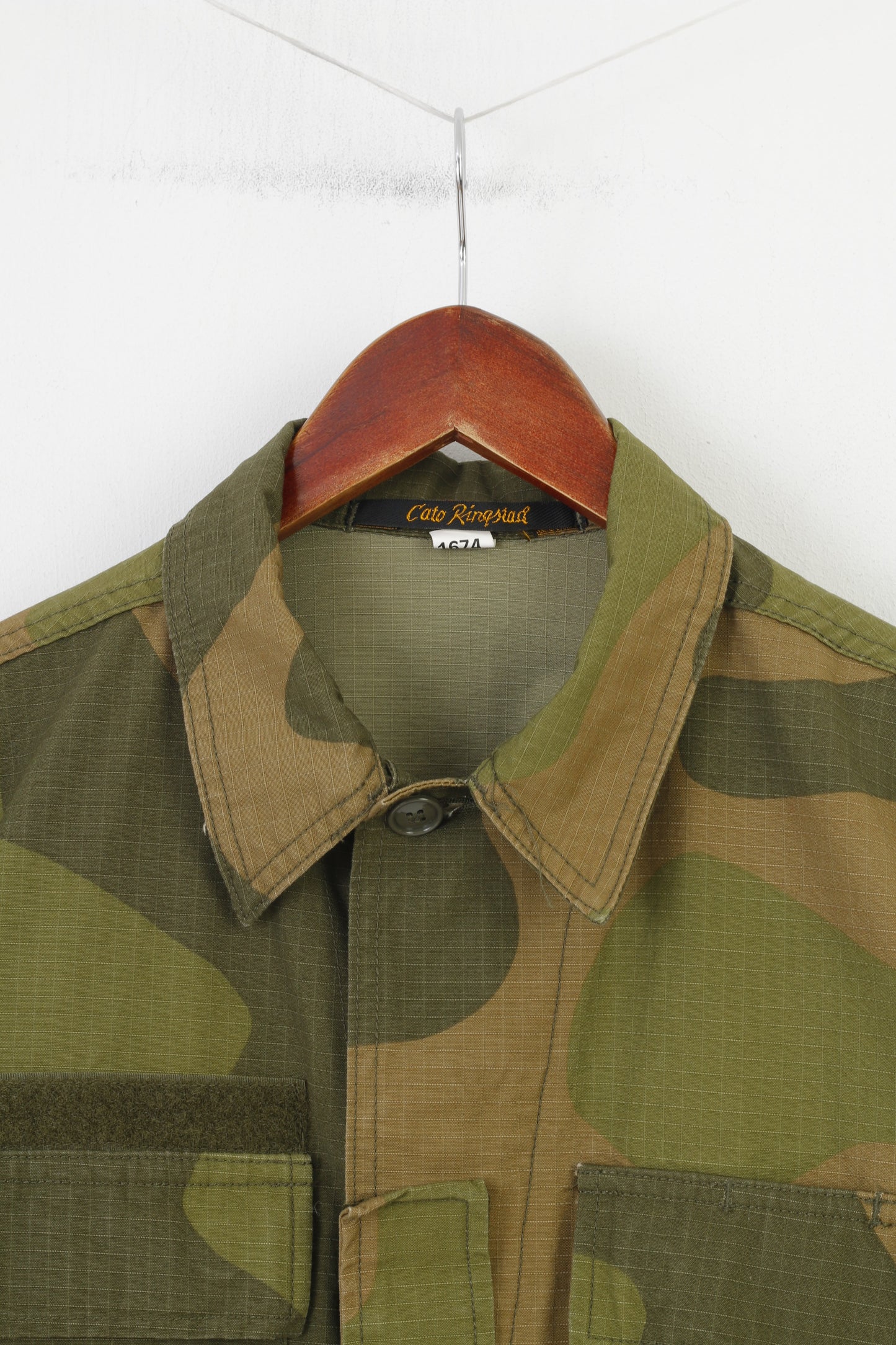 Cato Ringstad Hommes 42/44 Veste Moro Vert Bas Col Armée Norvège Militaire Poches Haut