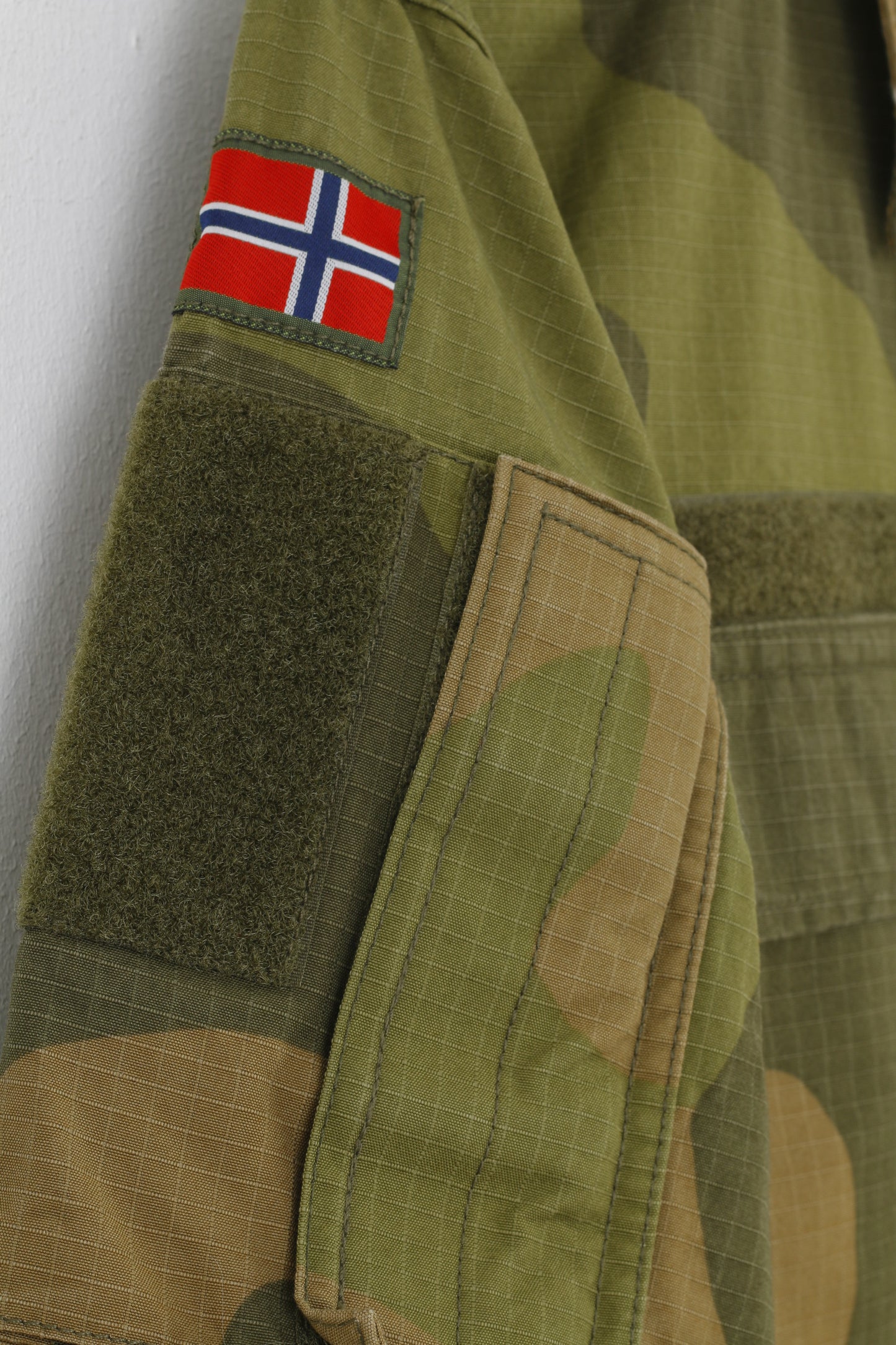 Cato Ringstad Hommes 42/44 Veste Moro Vert Bas Col Armée Norvège Militaire Poches Haut