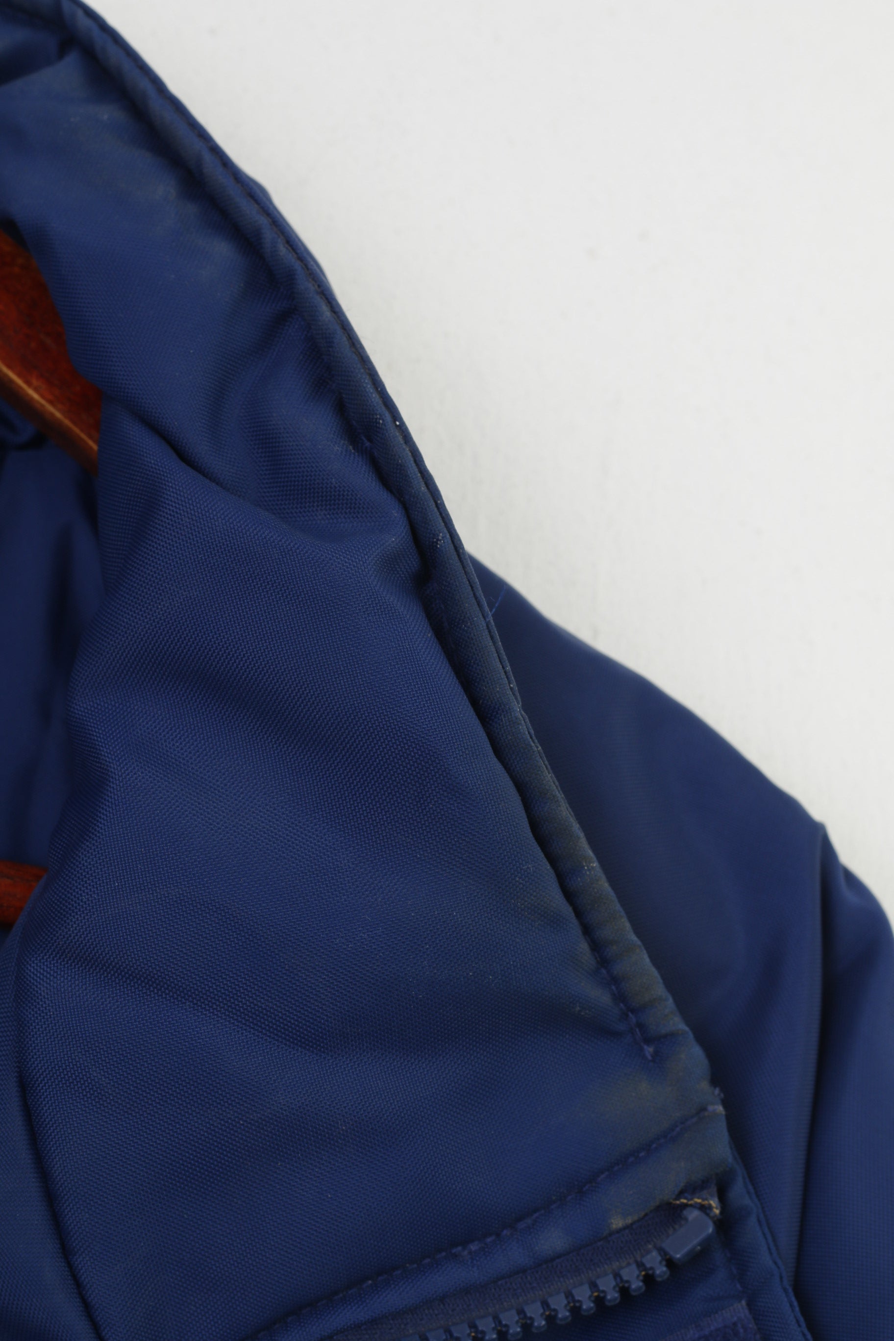 Adidas Men L Jacket Navy Sport Padded Collar Full Zipper Nylon 3 Stripes Top
