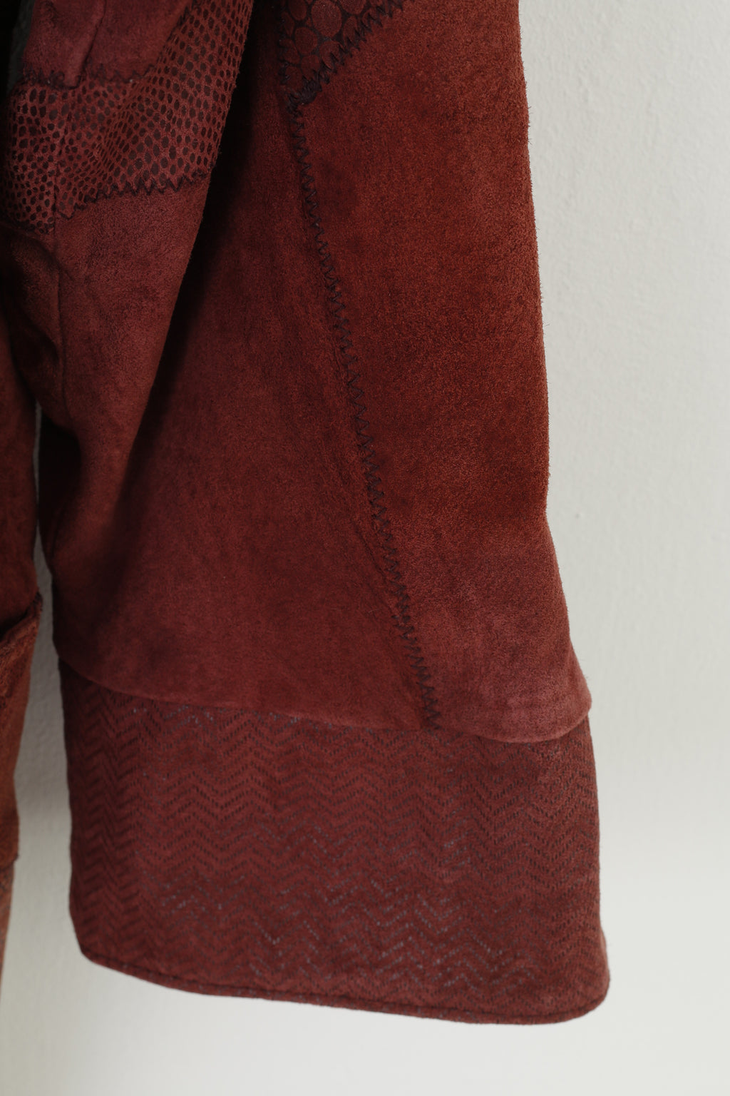 Giacca Wohrl Donna 42 XL Giacca imbottita vintage in pelle bordeaux con cerniera intera