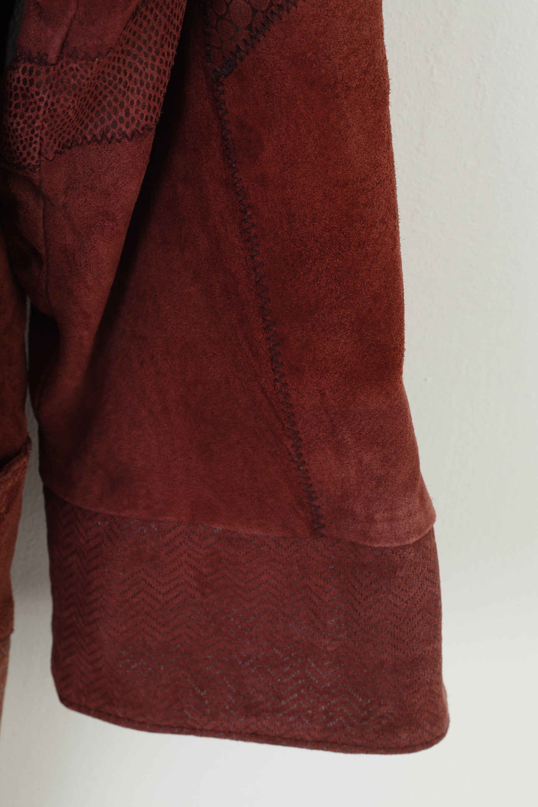 Giacca Wohrl Donna 42 XL Giacca imbottita vintage in pelle bordeaux con cerniera intera