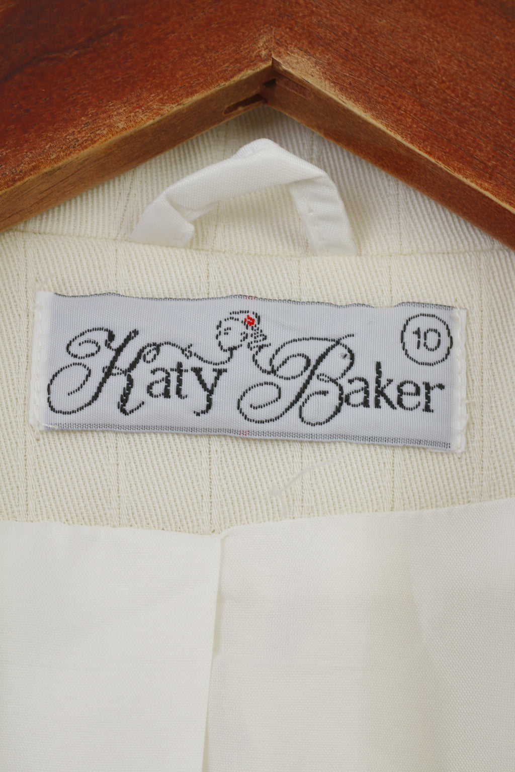 Katy Baker Woman 10 M Jacket White Bottoms Collar Striped Vintage Top