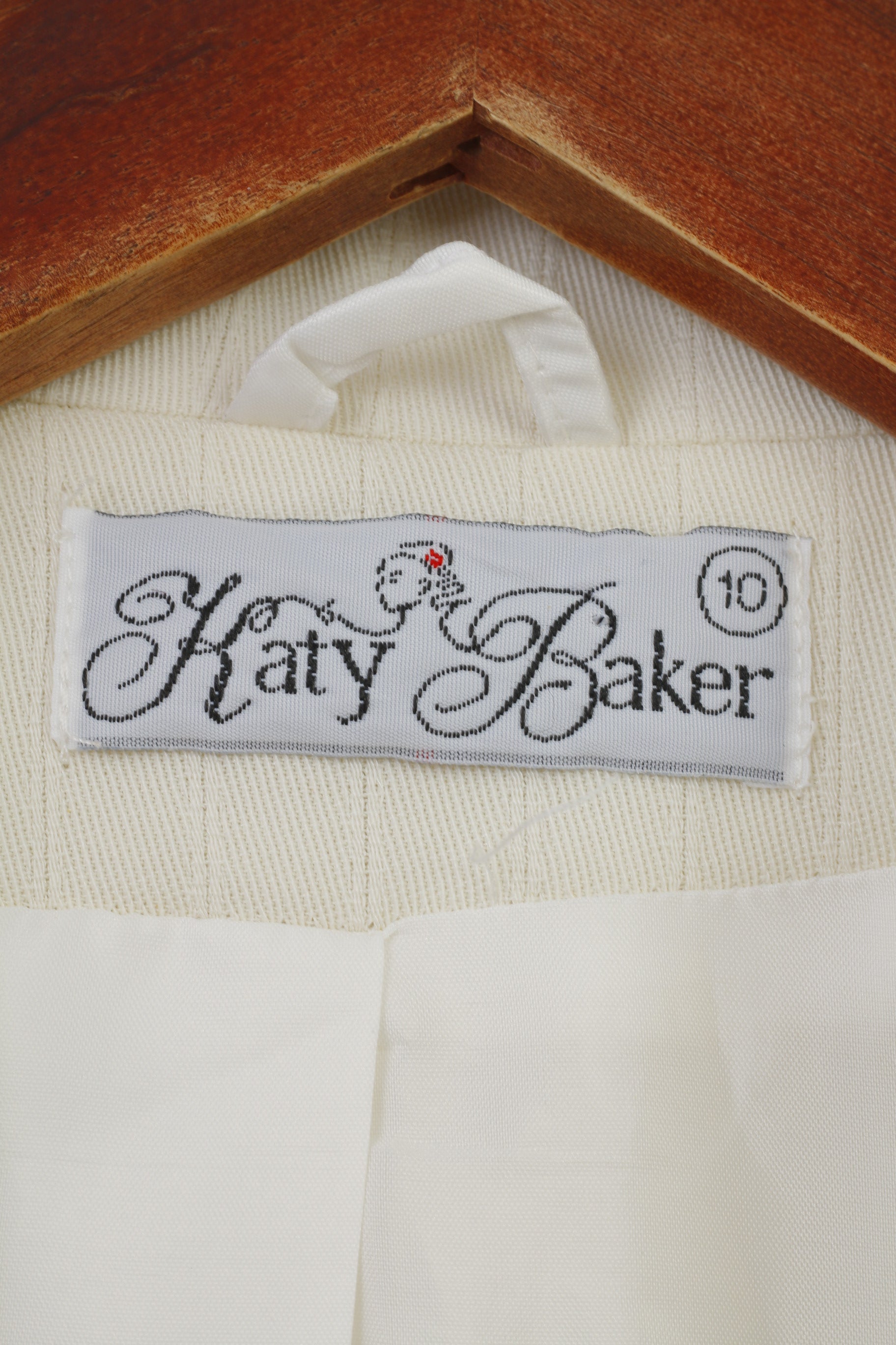 Katy Baker Woman 10 M Jacket White Bottoms Collar Striped Vintage Top