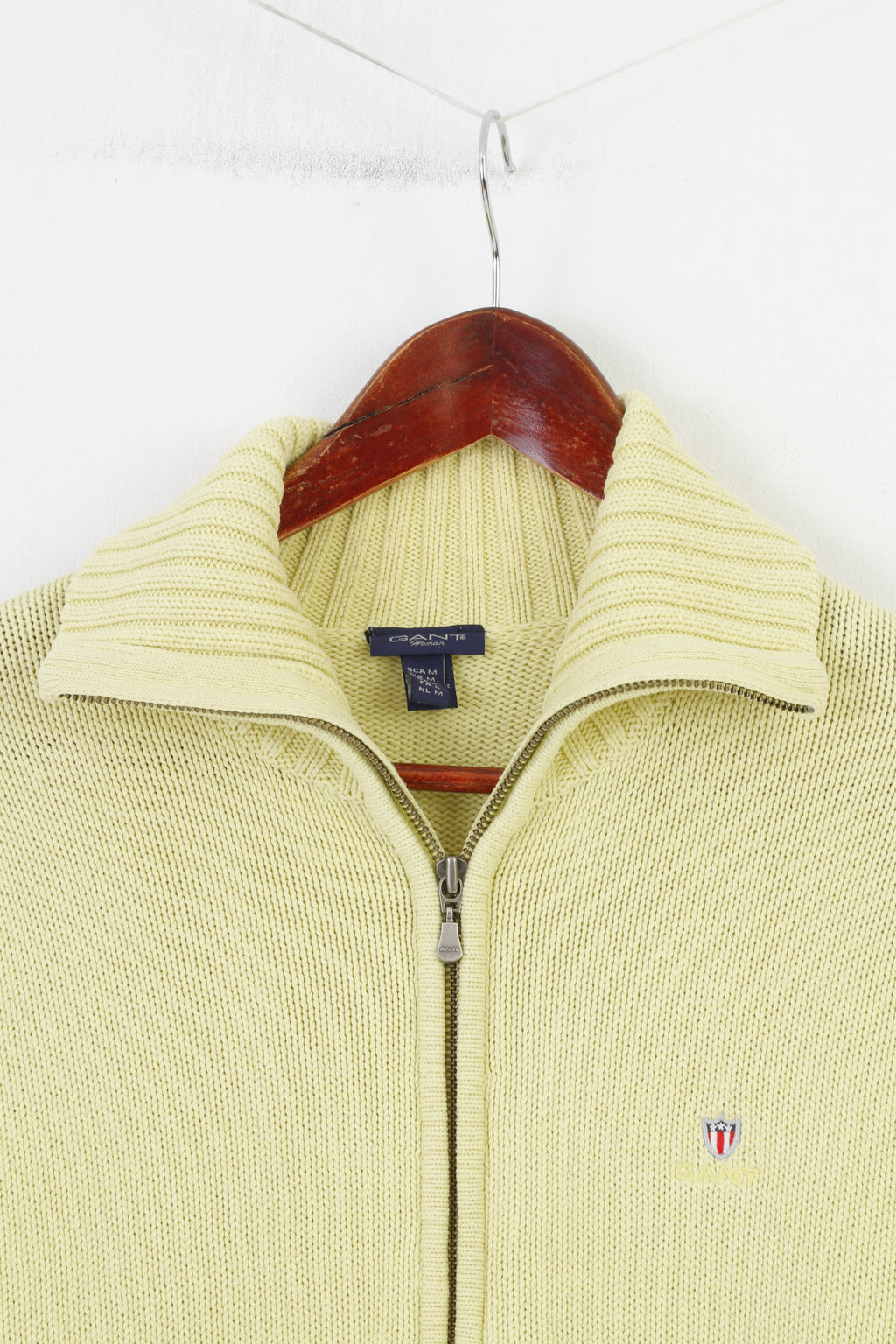 Gant Woman M Jumper Vert Col Zippé En Coton Pull Stretch Top