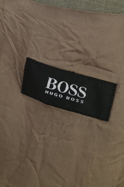 Hugo Boss Hommes 52 Blazer Vert Laine Col Élégant Épaulettes Veste