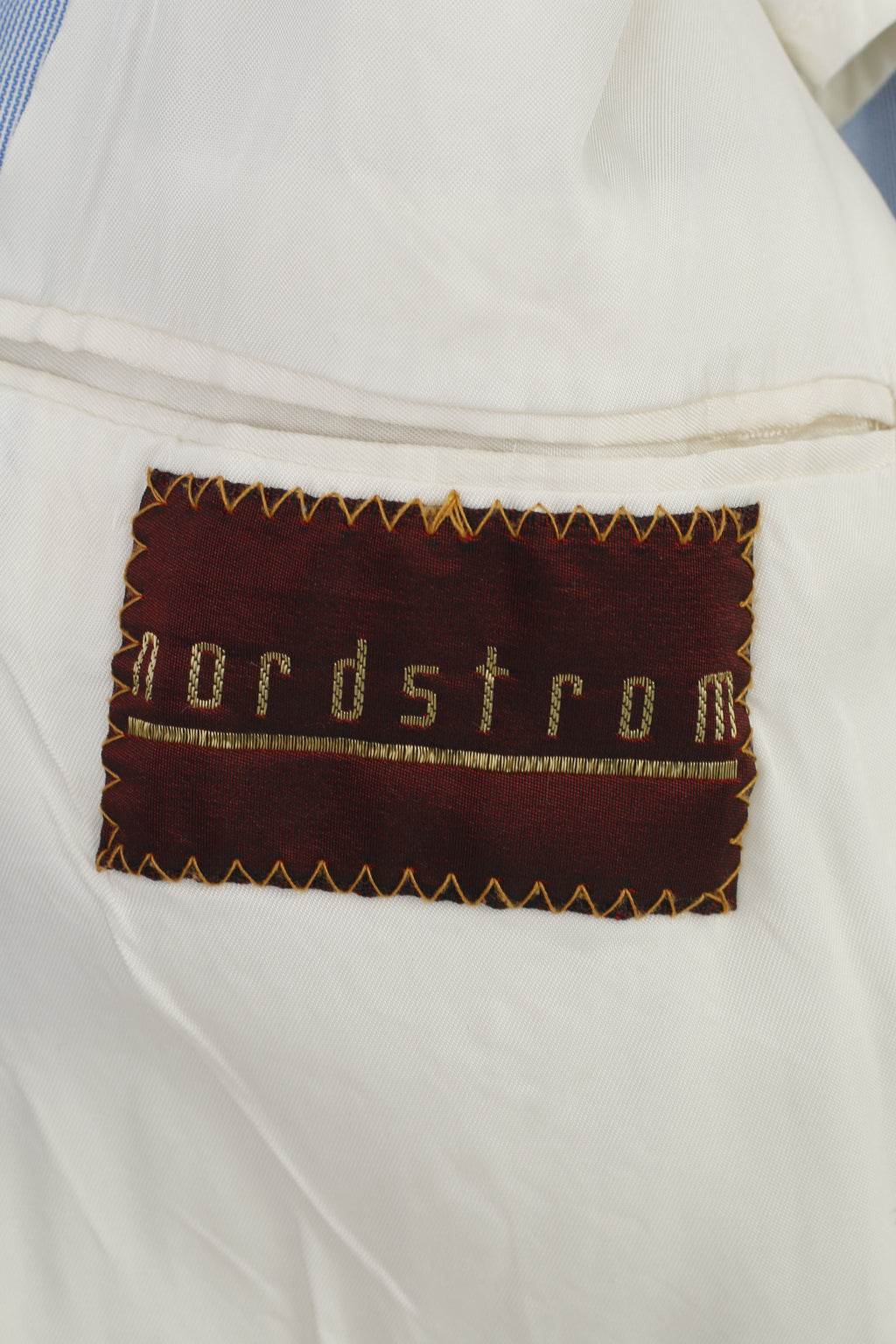 Nordstrom Hommes 50 Blazer Bleu Rayé Col Inférieur Élégant Épaulettes Veste