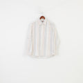 S.Oliver Men M Casual Shirt Checkered White Collar Long Sleeve Bottoms Cotton Top
