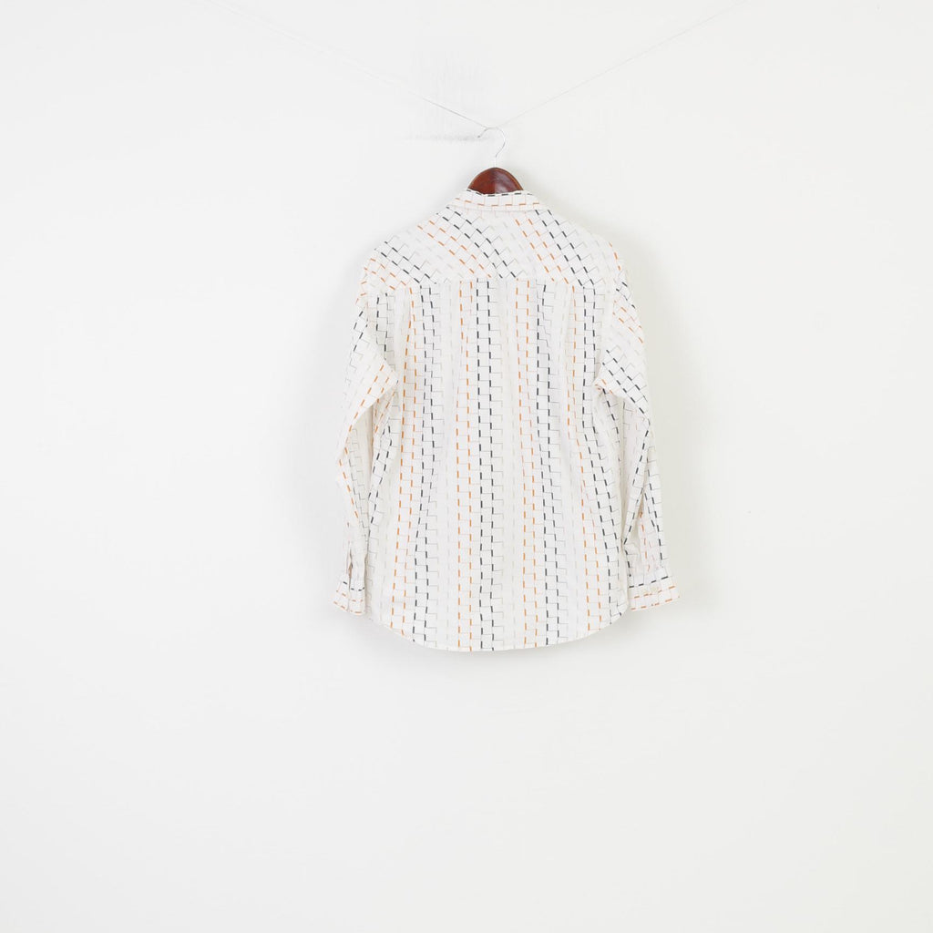 S.Oliver Uomo M Camicia casual a quadretti Colletto bianco Manica lunga Pantaloni Top in cotone