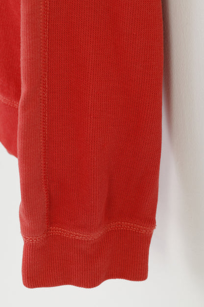 Calvin Klein Men L Jumper Red Collar Zip Neck Logo Cotton Sweater Top