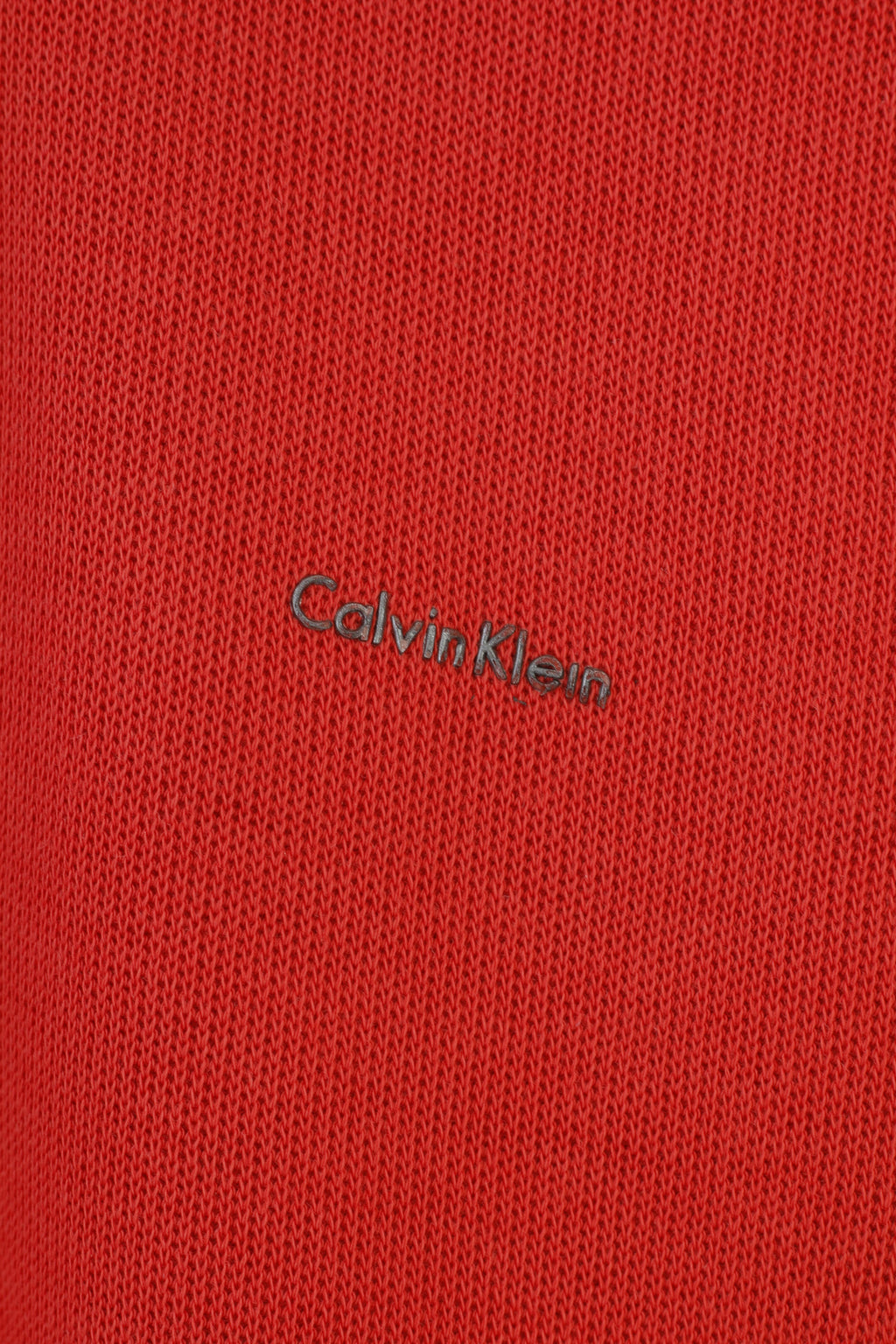 Calvin Klein Uomo L Maglione Rosso Colletto Zip Collo Logo Maglione in cotone Top