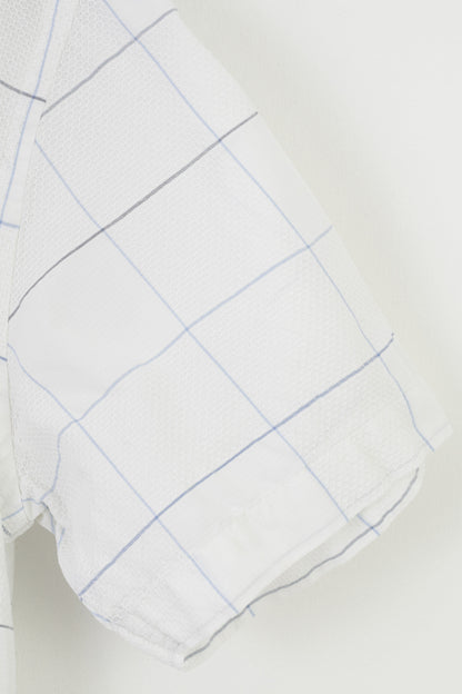 Henri Lloyd Men M Chemise décontractée à manches courtes à carreaux Blanc Original Haut en coton