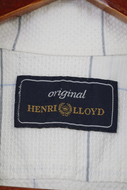 Henri Lloyd Camicia Casual da Uomo M Manica Corta a Quadretti Bianca Top in Cotone Originale