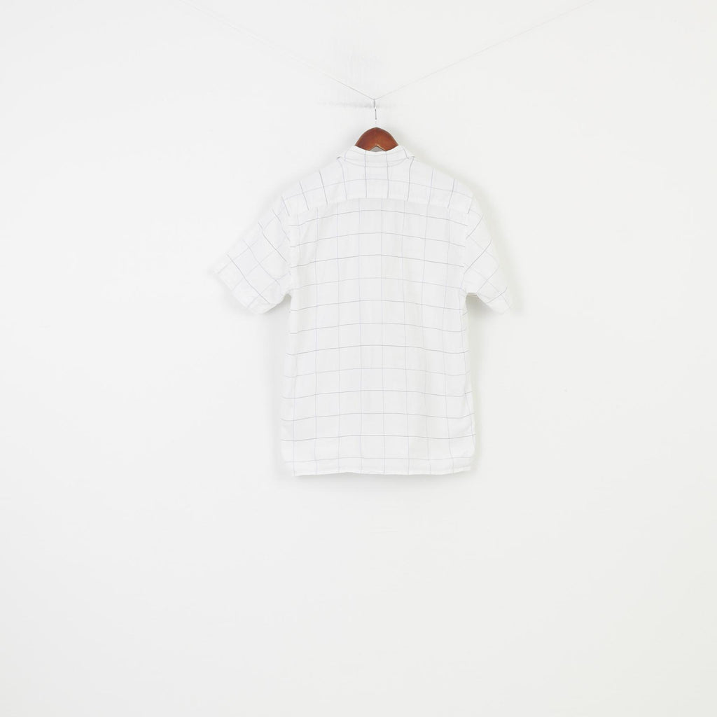 Henri Lloyd Men M Casual Shirt Short Sleeve Checkered White Original Cotton Top