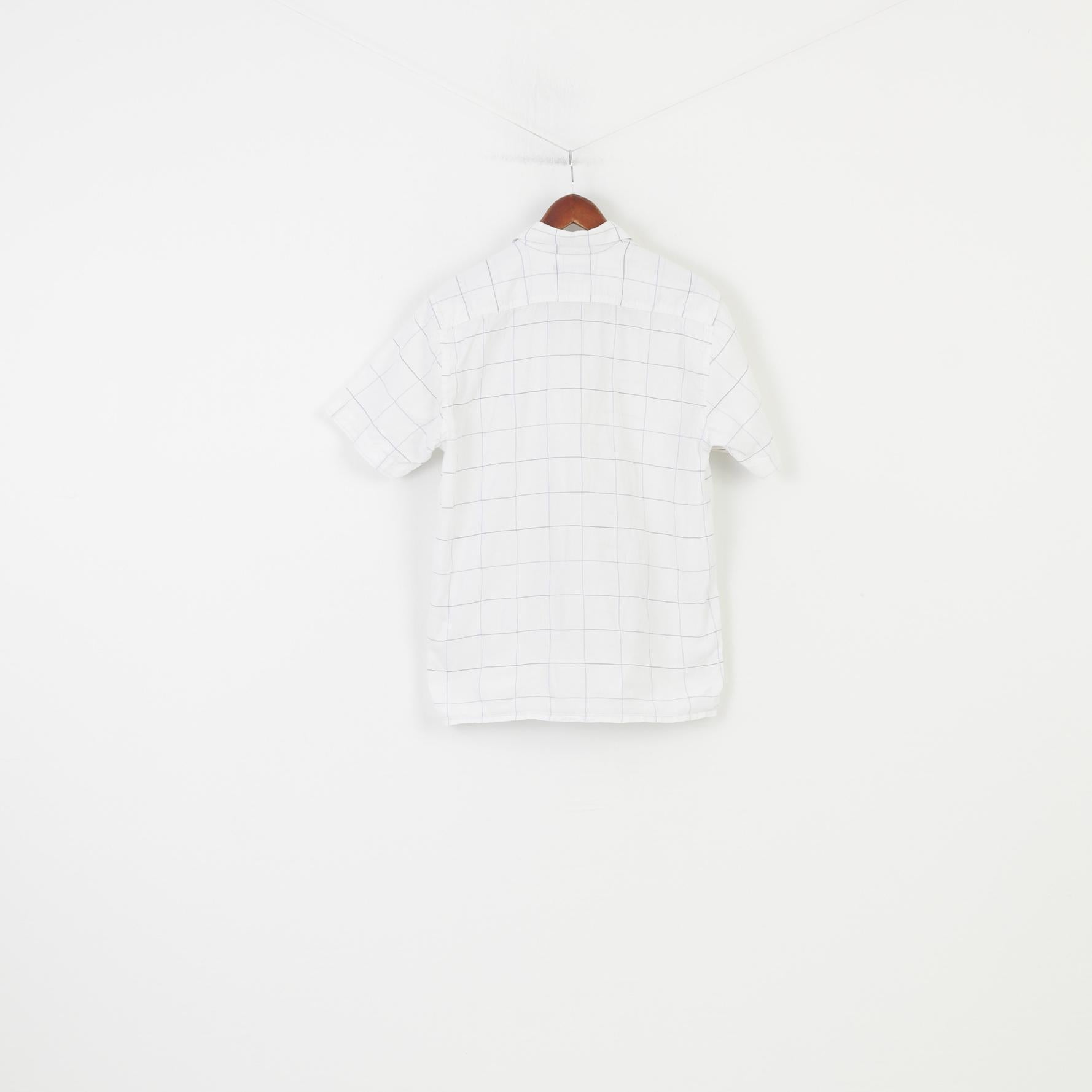 Henri Lloyd Men M Casual Shirt Short Sleeve Checkered White Original Cotton Top