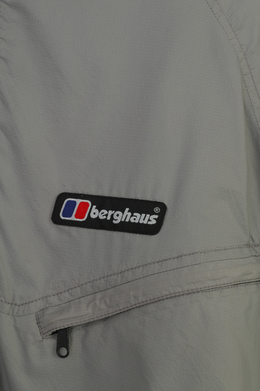 Berghaus Homme L Veste Zip Neck Gris Nylon Polaire Col Intérieur Sport Vintage Top