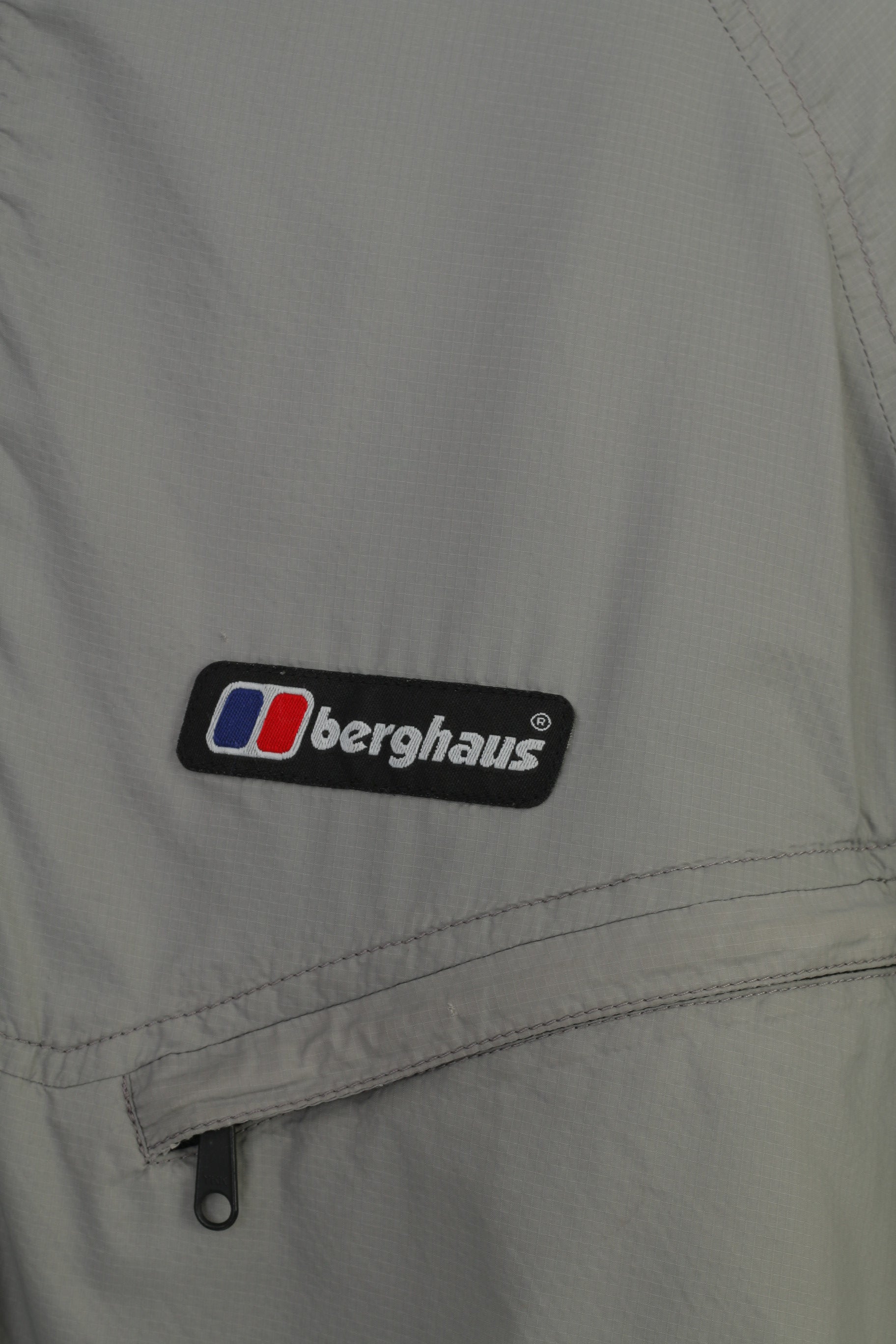 Berghaus Homme L Veste Zip Neck Gris Nylon Polaire Col Intérieur Sport Vintage Top