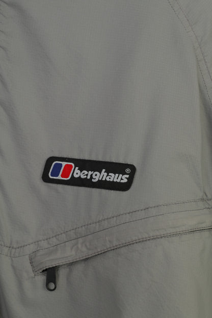 Berghaus Giacca da uomo L con zip collo in nylon grigio in pile interno colletto sportivo top vintage