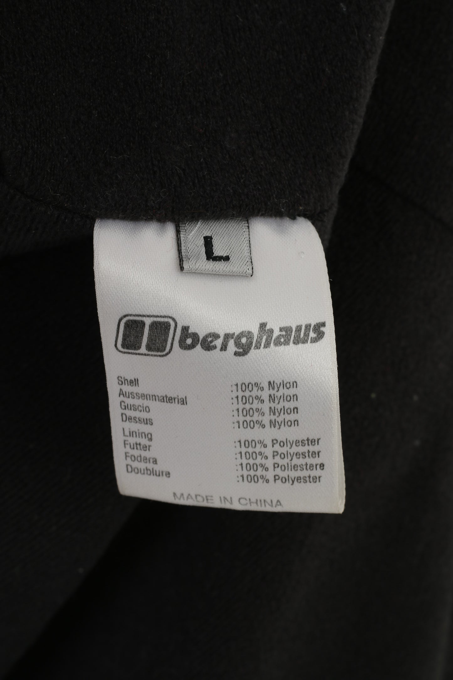 Berghaus Giacca da uomo L con zip collo in nylon grigio in pile interno colletto sportivo top vintage