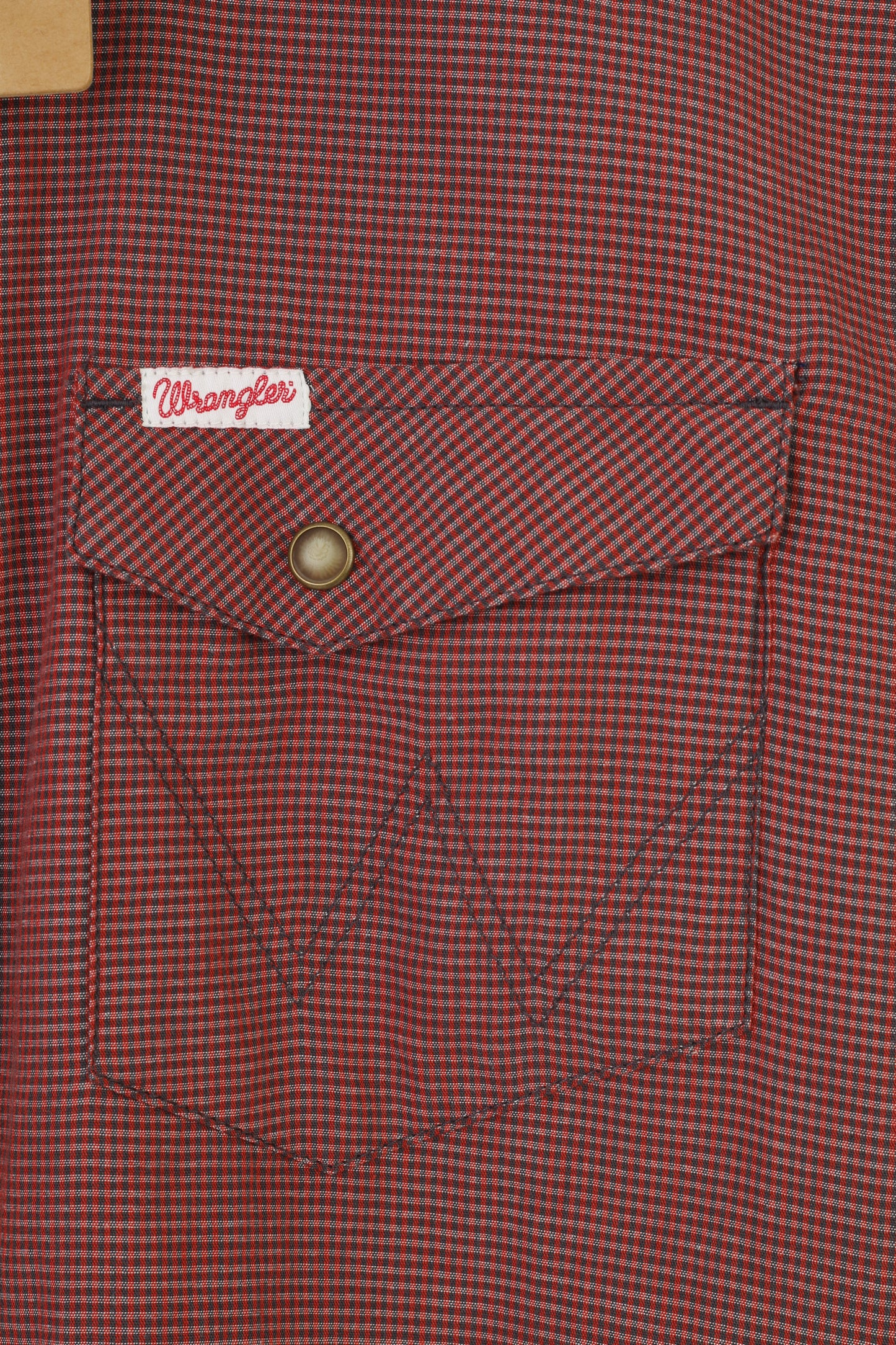 NEW Wrangler Men M Casual Shirt Checkered Short Sleeve Red Slim 1947 Snap Bottoms Cotton Top