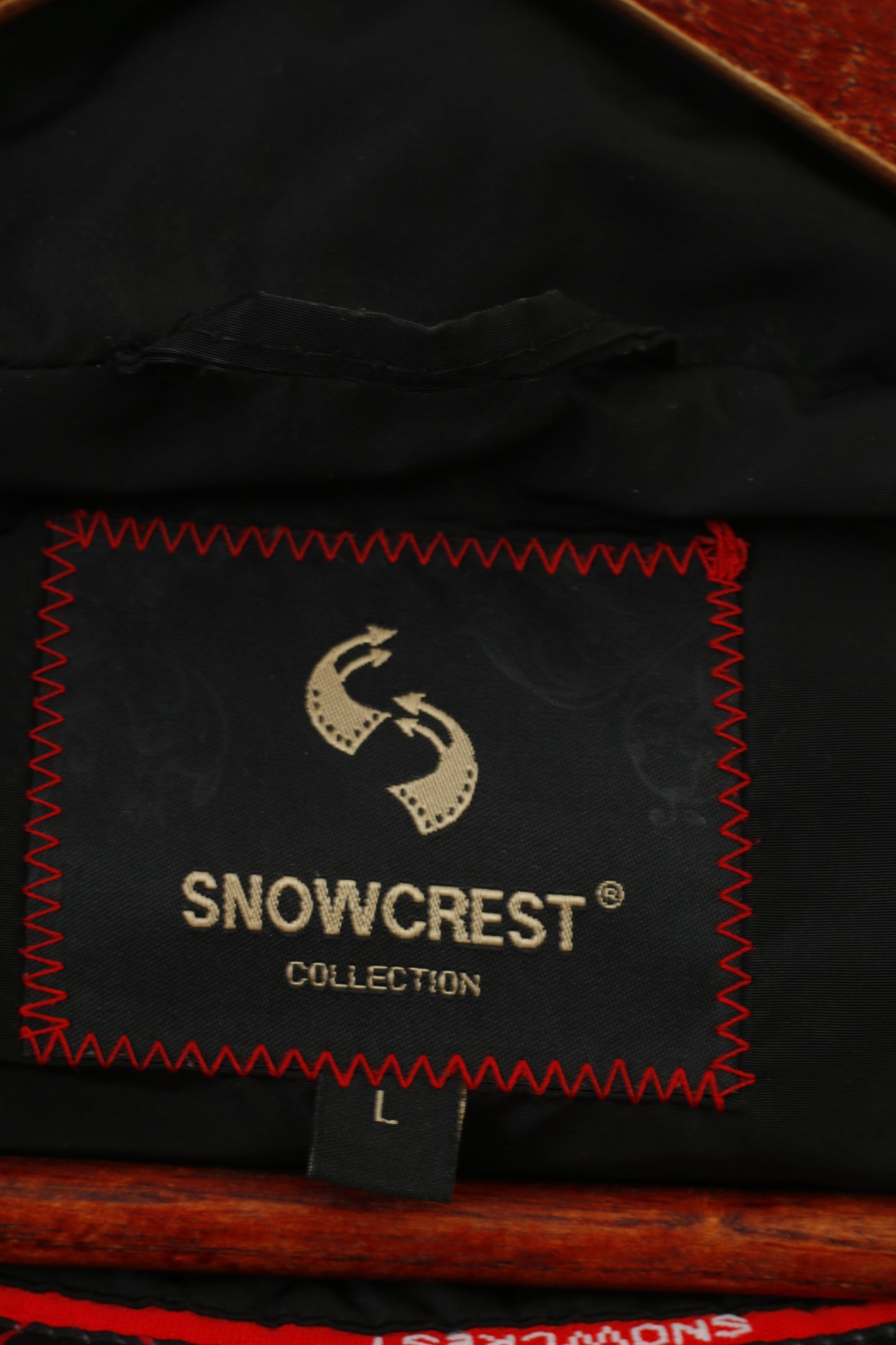 Giacca Snowcrest Donna L Cappuccio imbottito nero Lucido Cerniera intera Tasche invernali Top vintage