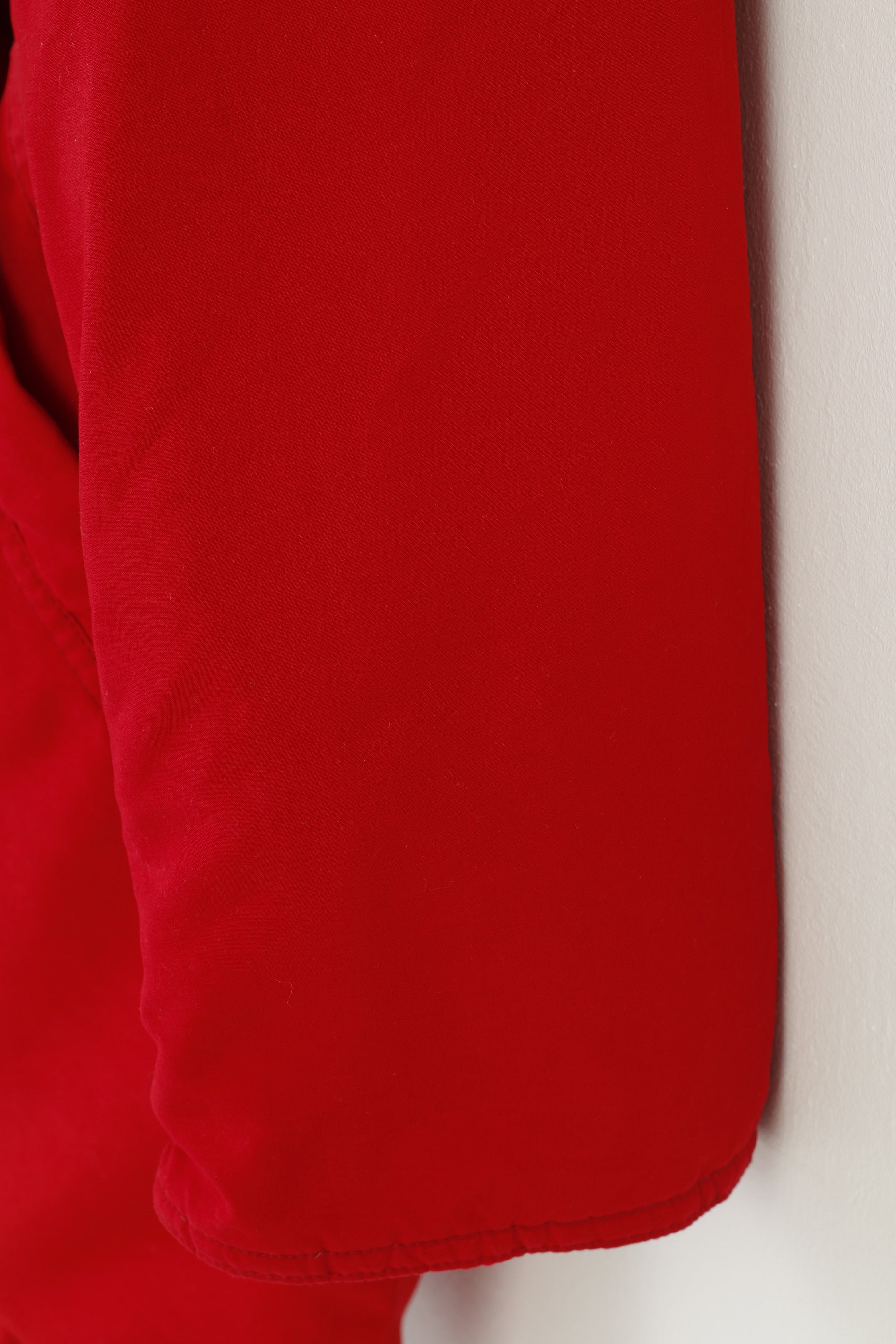 Cappuccini Femme 36 M Veste Rouge Fermeture Éclair Complète Capuche Poches Rembourrées Haut Vintage