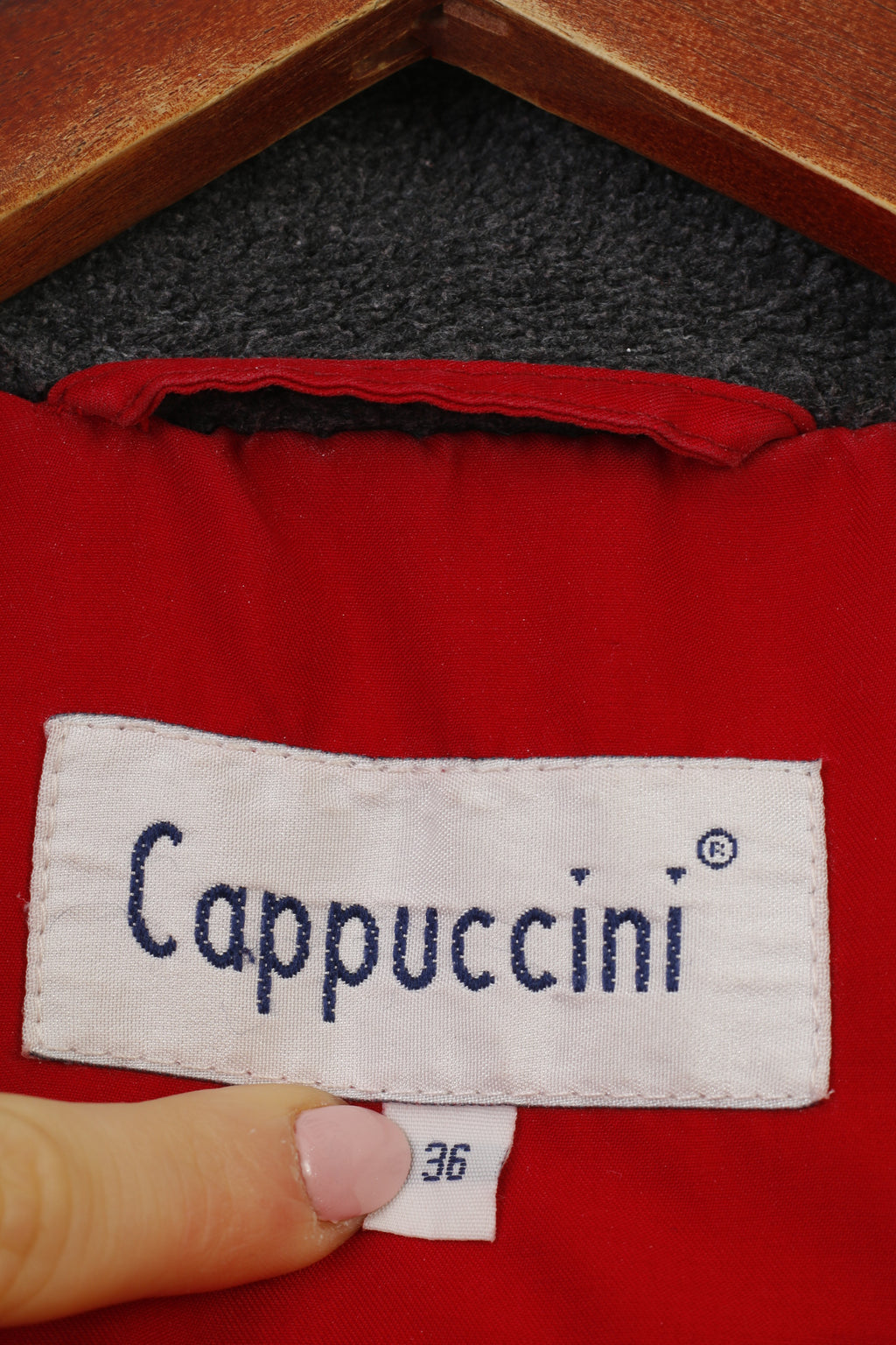 Cappuccini Femme 36 M Veste Rouge Fermeture Éclair Complète Capuche Poches Rembourrées Haut Vintage