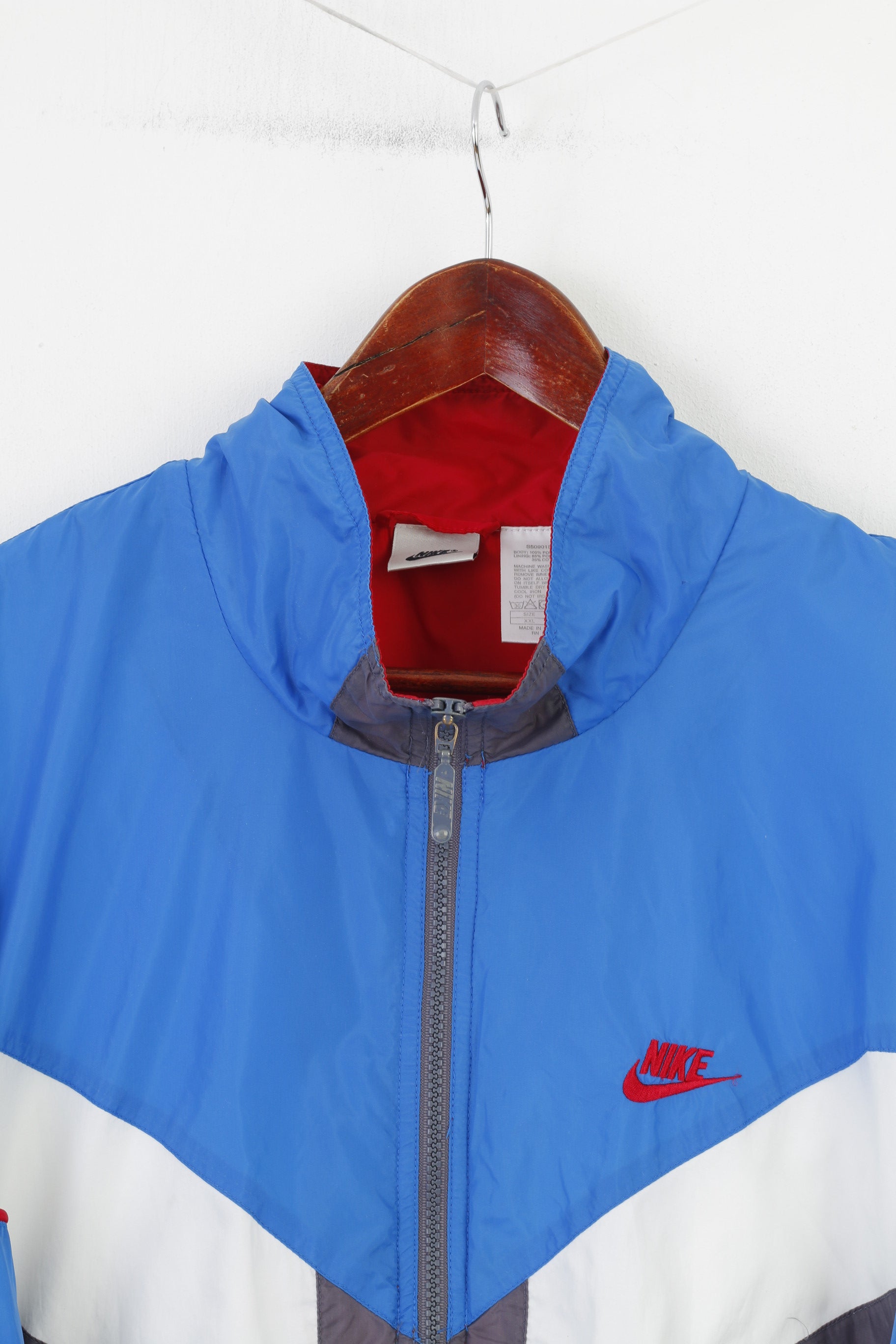 Nike Giacca da uomo XXL Blu Vintage anni '90 con cerniera intera Sportswear Oldschool Bomber Top