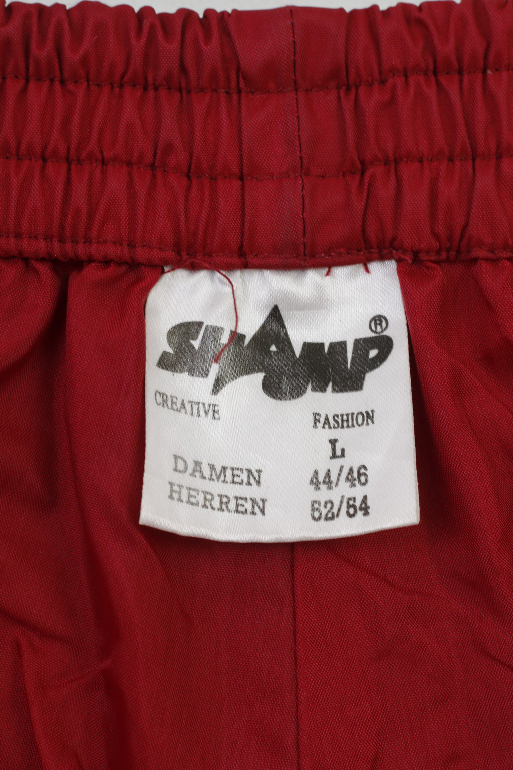 Shamp Men L Trousers Burgundy Polyamid Zippered Legs Sport Elastic Waistband Vintage