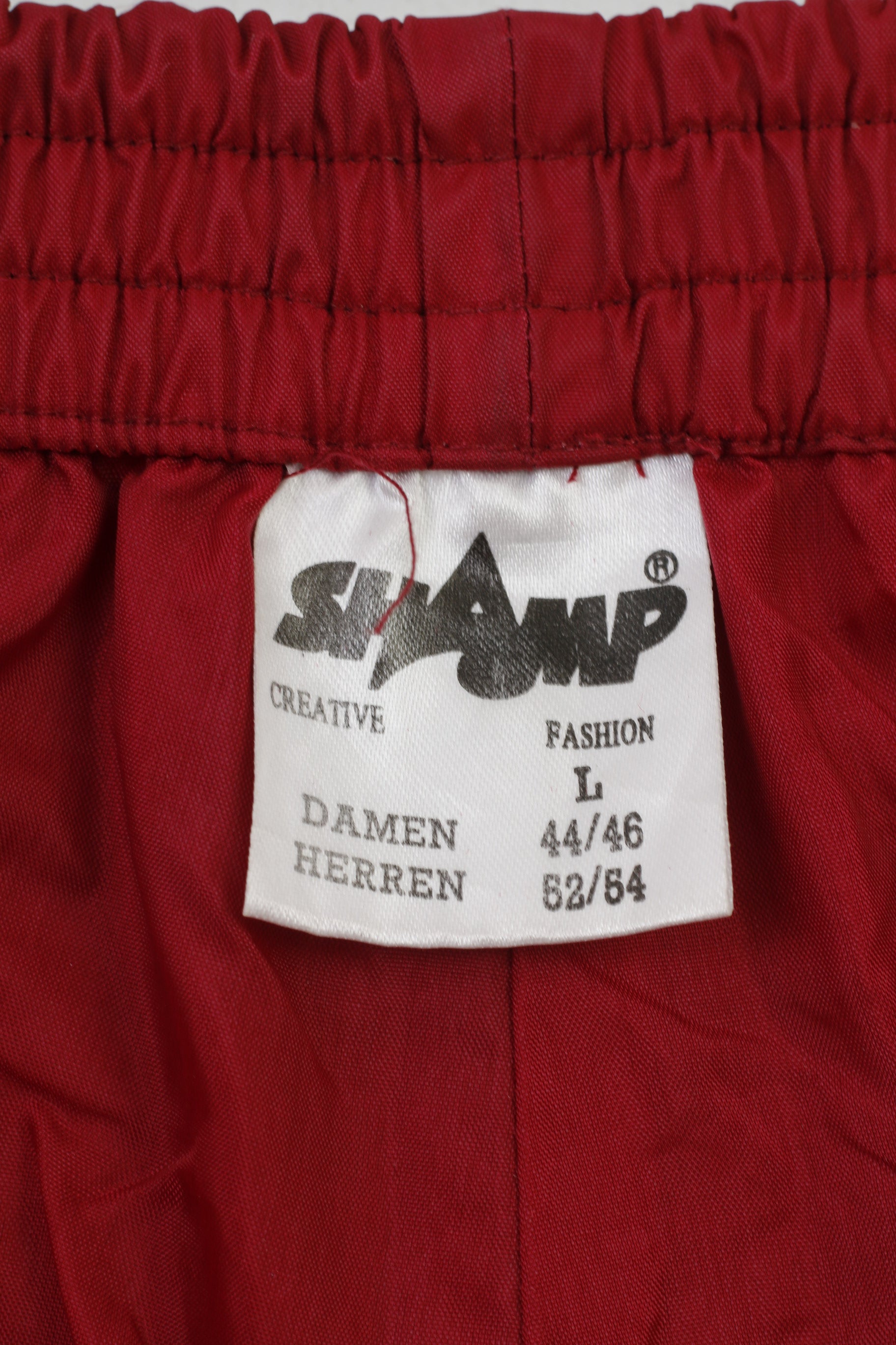Shamp Men L Trousers Burgundy Polyamid Zippered Legs Sport Elastic Waistband Vintage