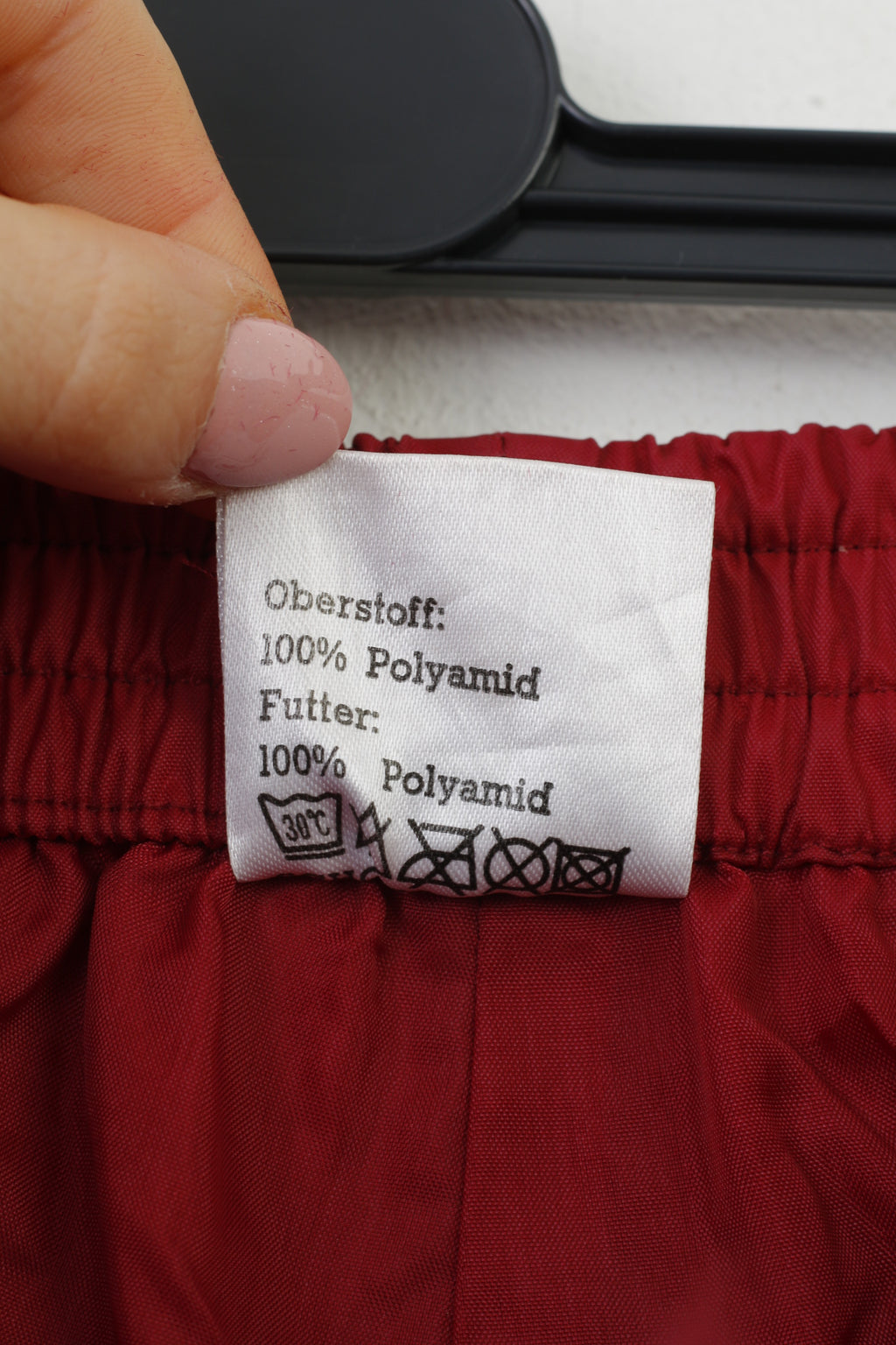 Shamp Men L Trousers Burgundy Polyamid Zippered Legs Sport Elastic Waistband Vintage