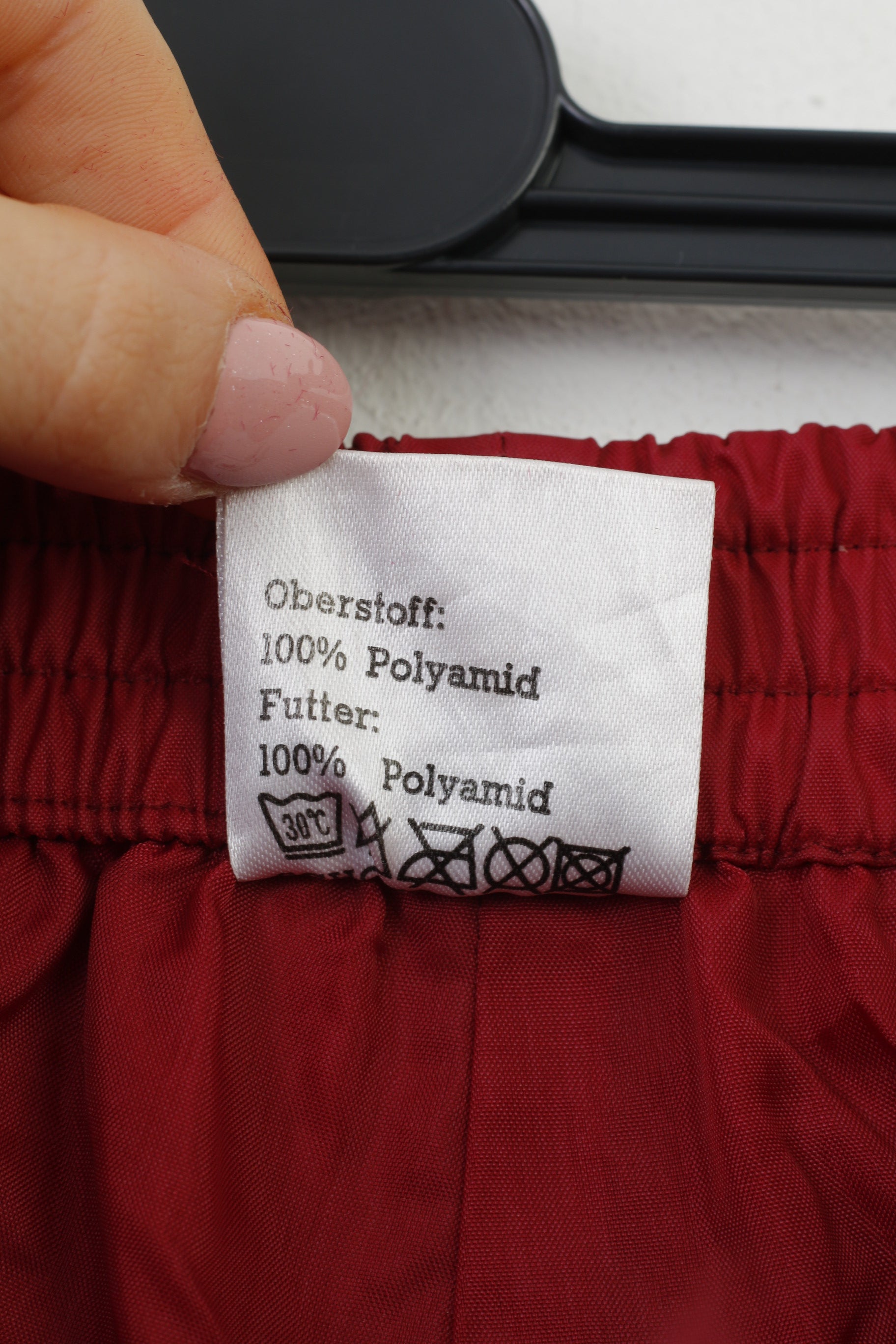 Shamp Men L Trousers Burgundy Polyamid Zippered Legs Sport Elastic Waistband Vintage